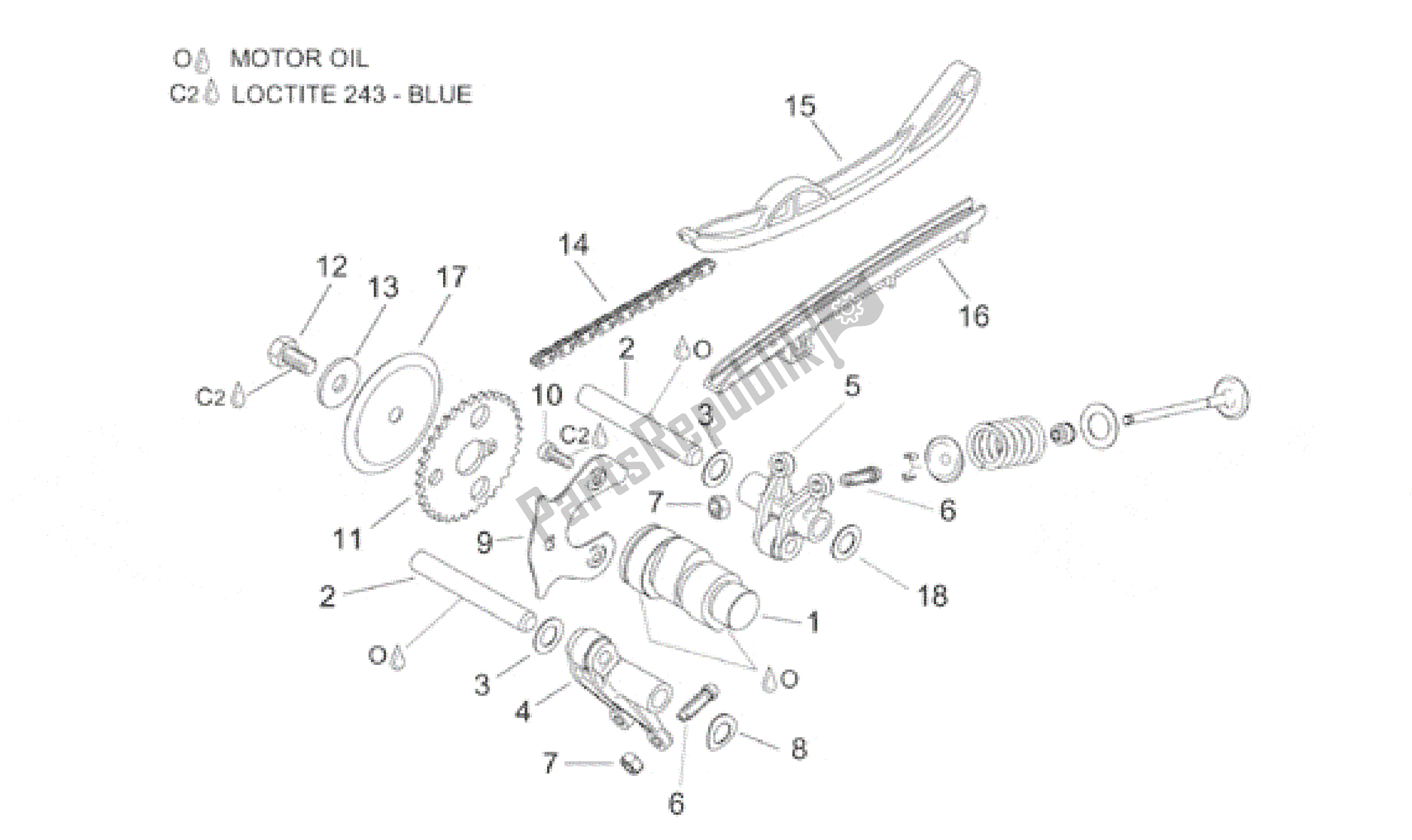 All parts for the Valve Control of the Aprilia Leonardo 125 1999 - 2001