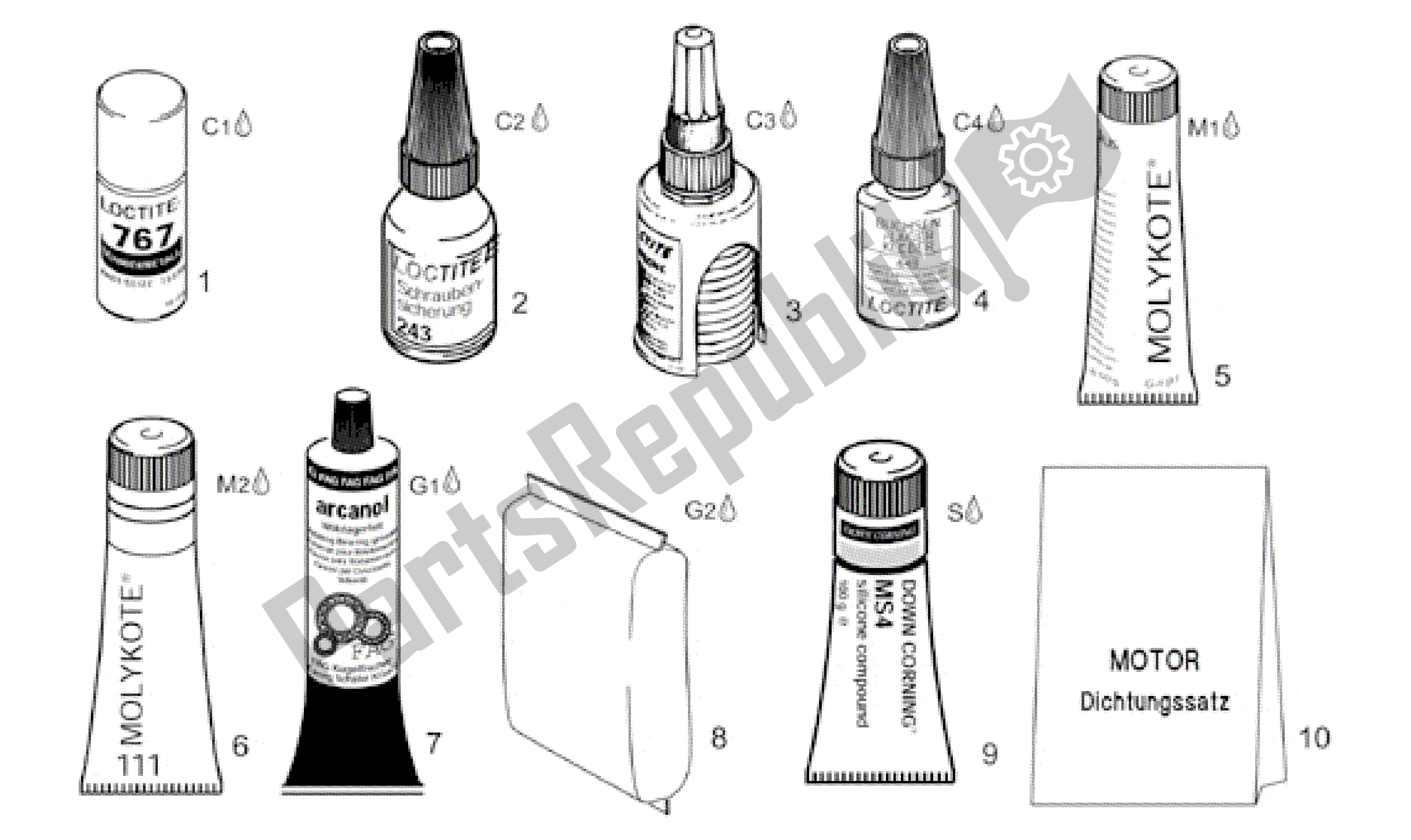 All parts for the Sealing And Lubricating Agents of the Aprilia Leonardo 125 1999 - 2001