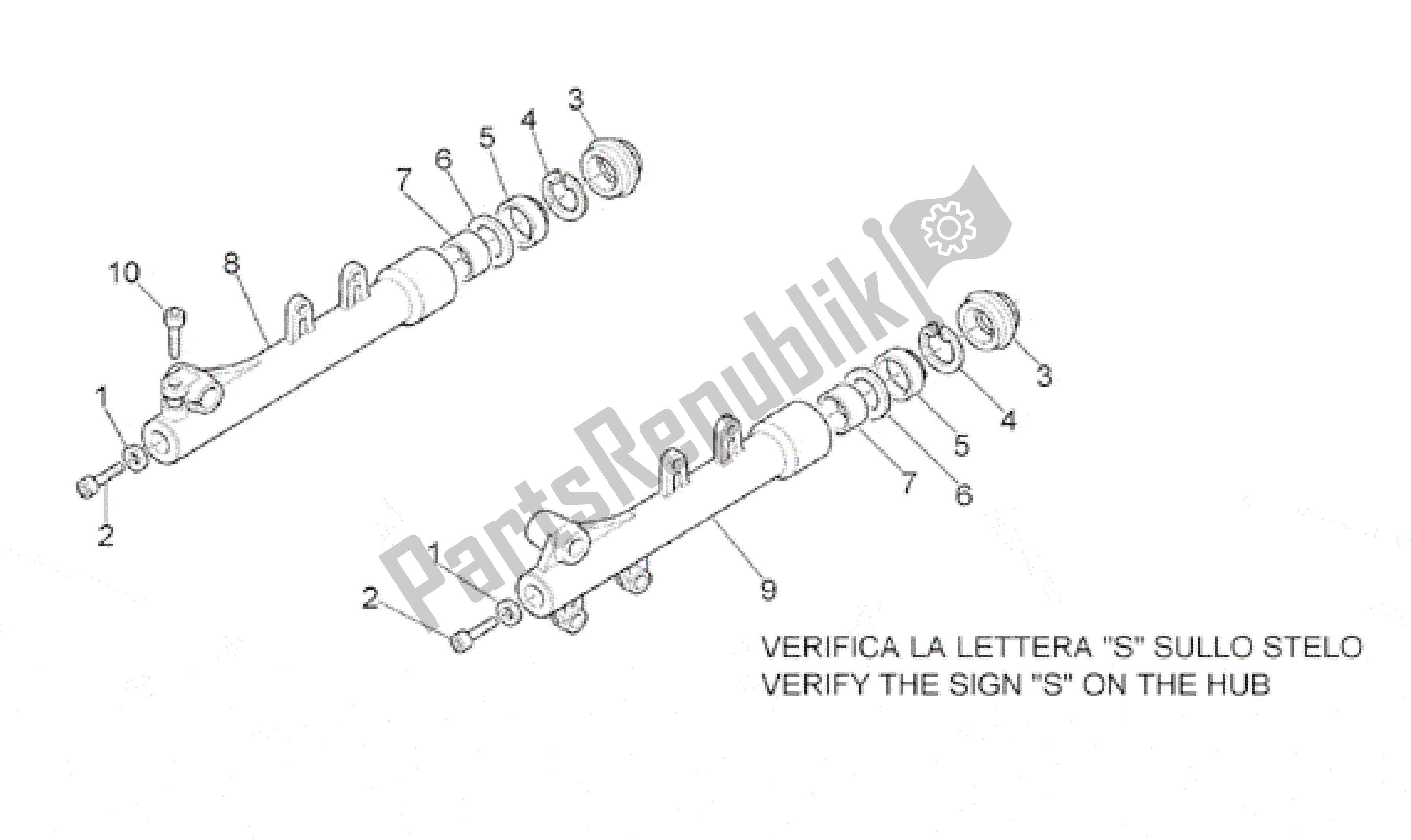 Todas as partes de Garfo Dianteiro - Mangas do Aprilia Leonardo 125 1999 - 2001