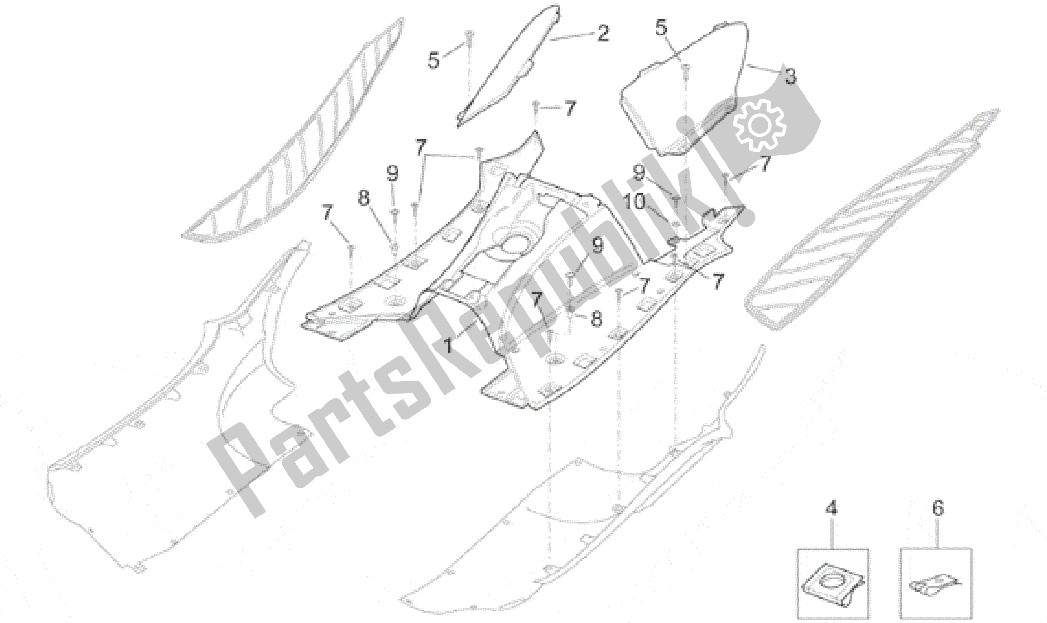 Todas las partes para Cuerpo Central - Panel de Aprilia Leonardo 150 1999 - 2001