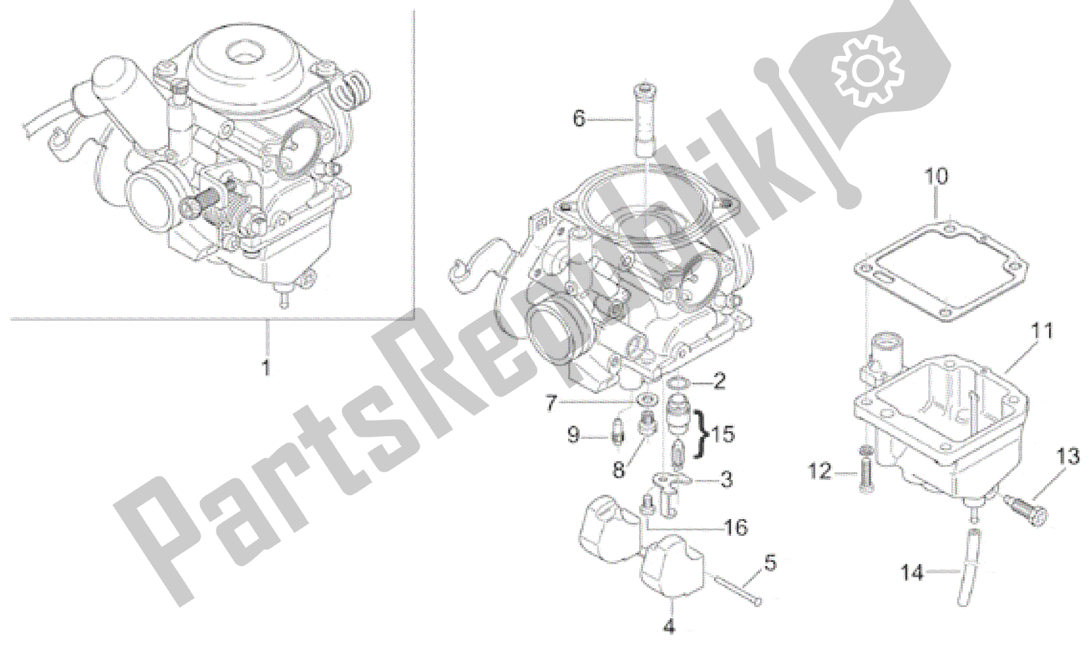 Alle onderdelen voor de Carburateur Iii van de Aprilia Leonardo 150 1999 - 2001