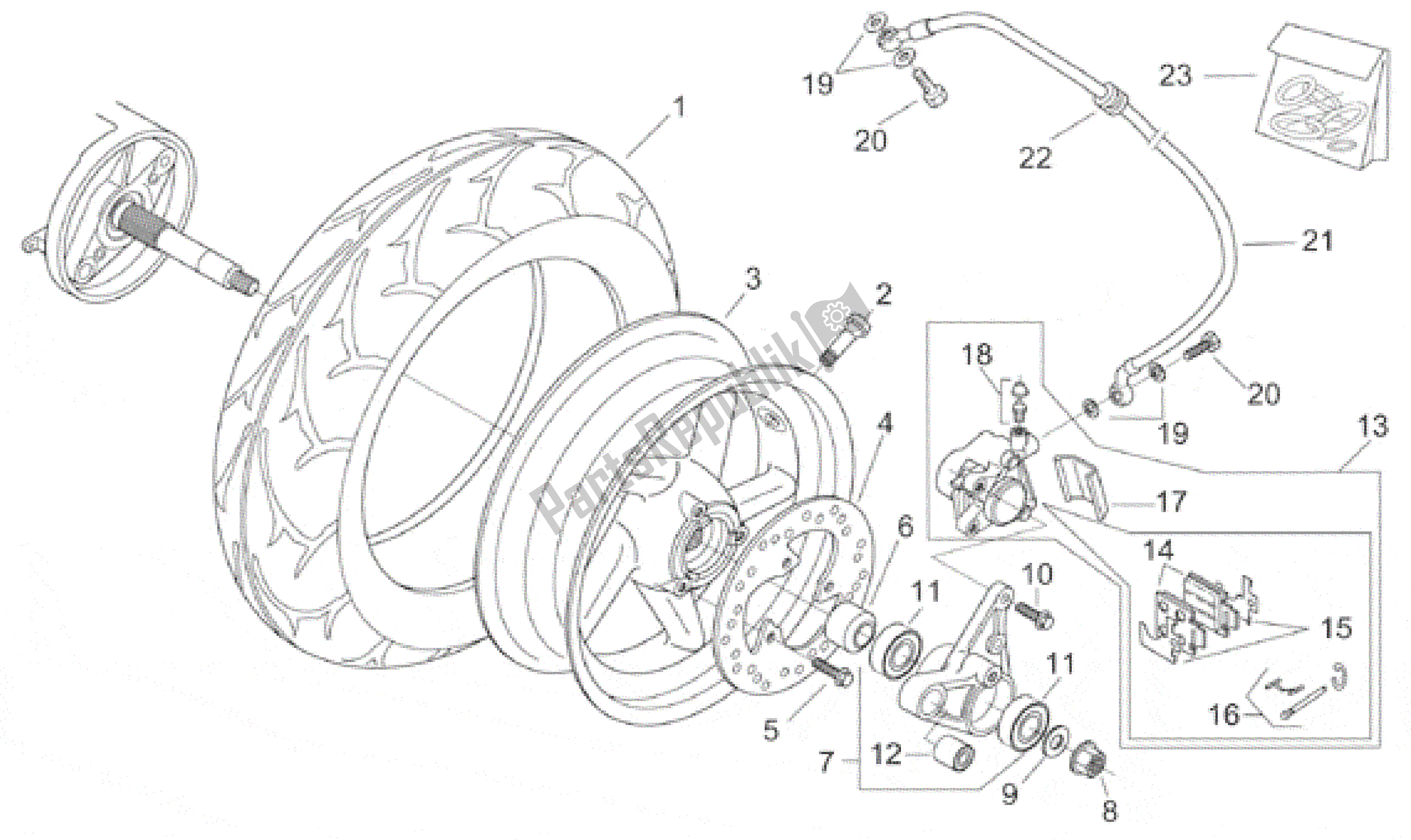 All parts for the Rear Wheel of the Aprilia Leonardo 150 1999 - 2001