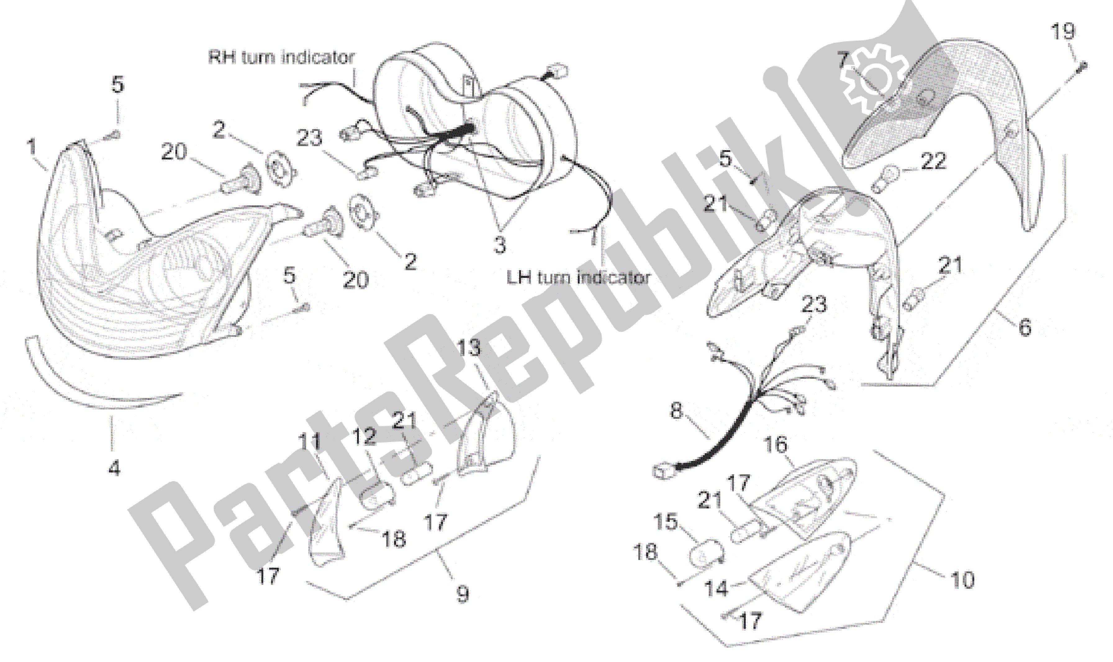 All parts for the Lights of the Aprilia Leonardo 150 1999 - 2001