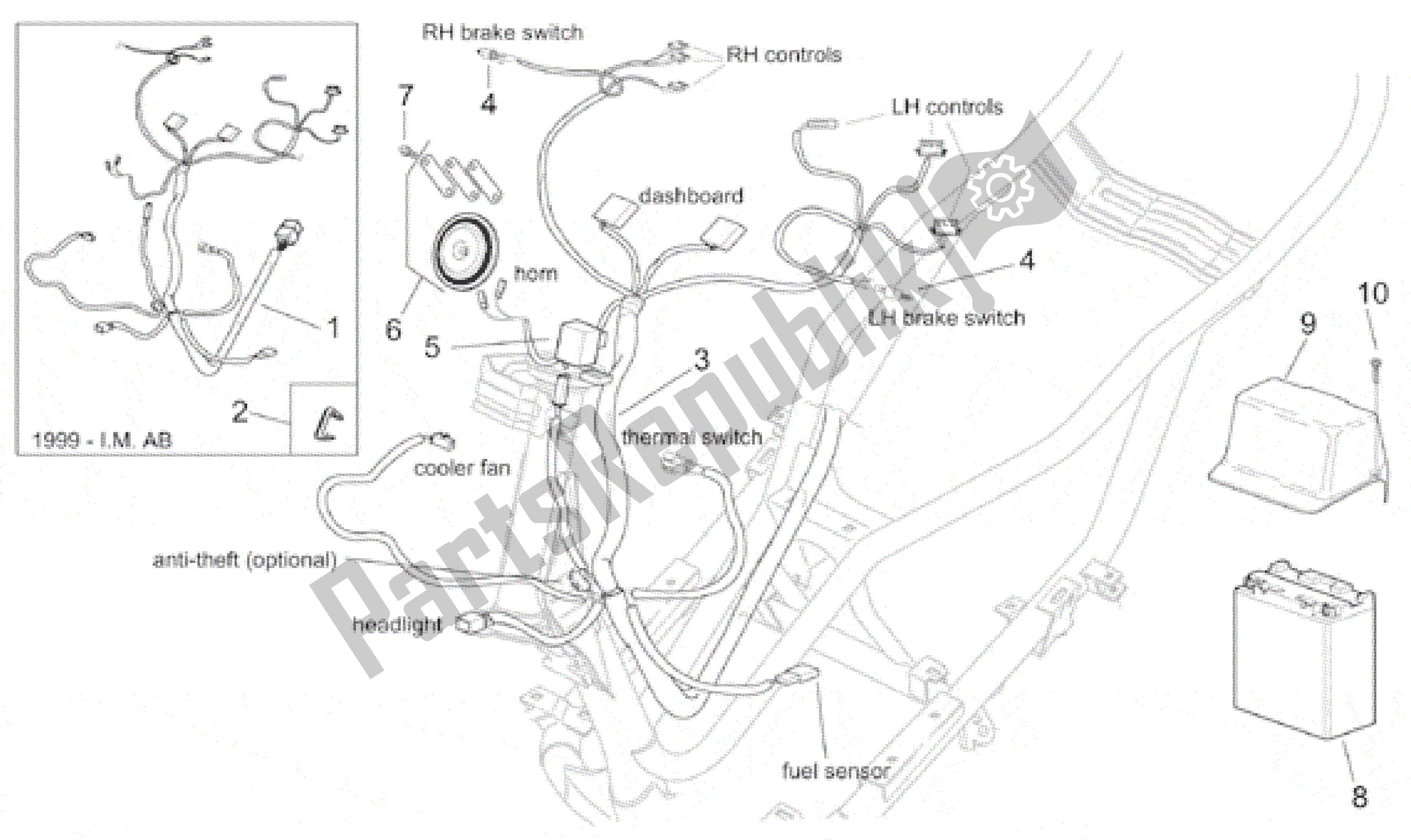 Toutes les pièces pour le Système électrique I du Aprilia Leonardo 150 1999 - 2001