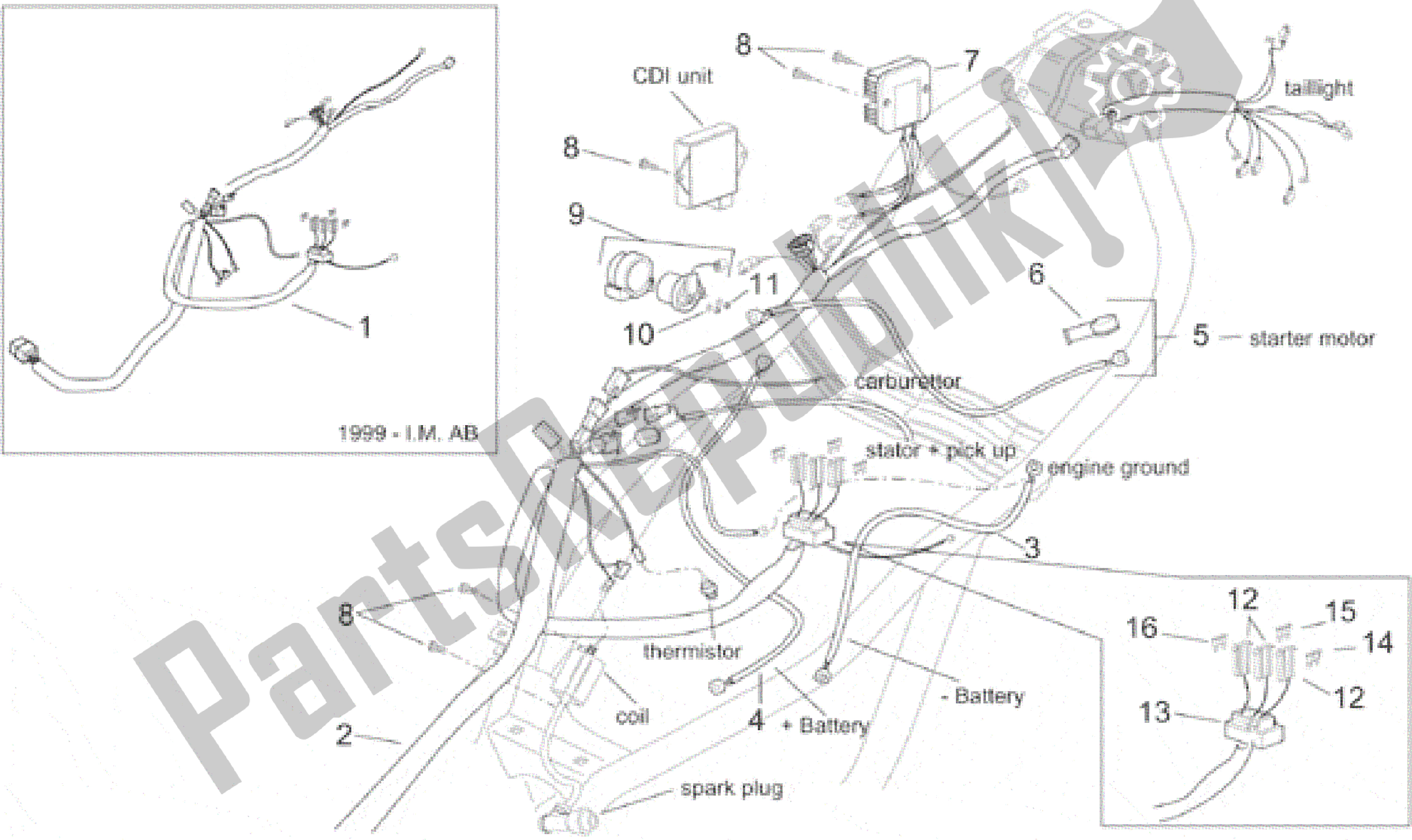 Toutes les pièces pour le Système électrique Ii du Aprilia Leonardo 150 1999 - 2001