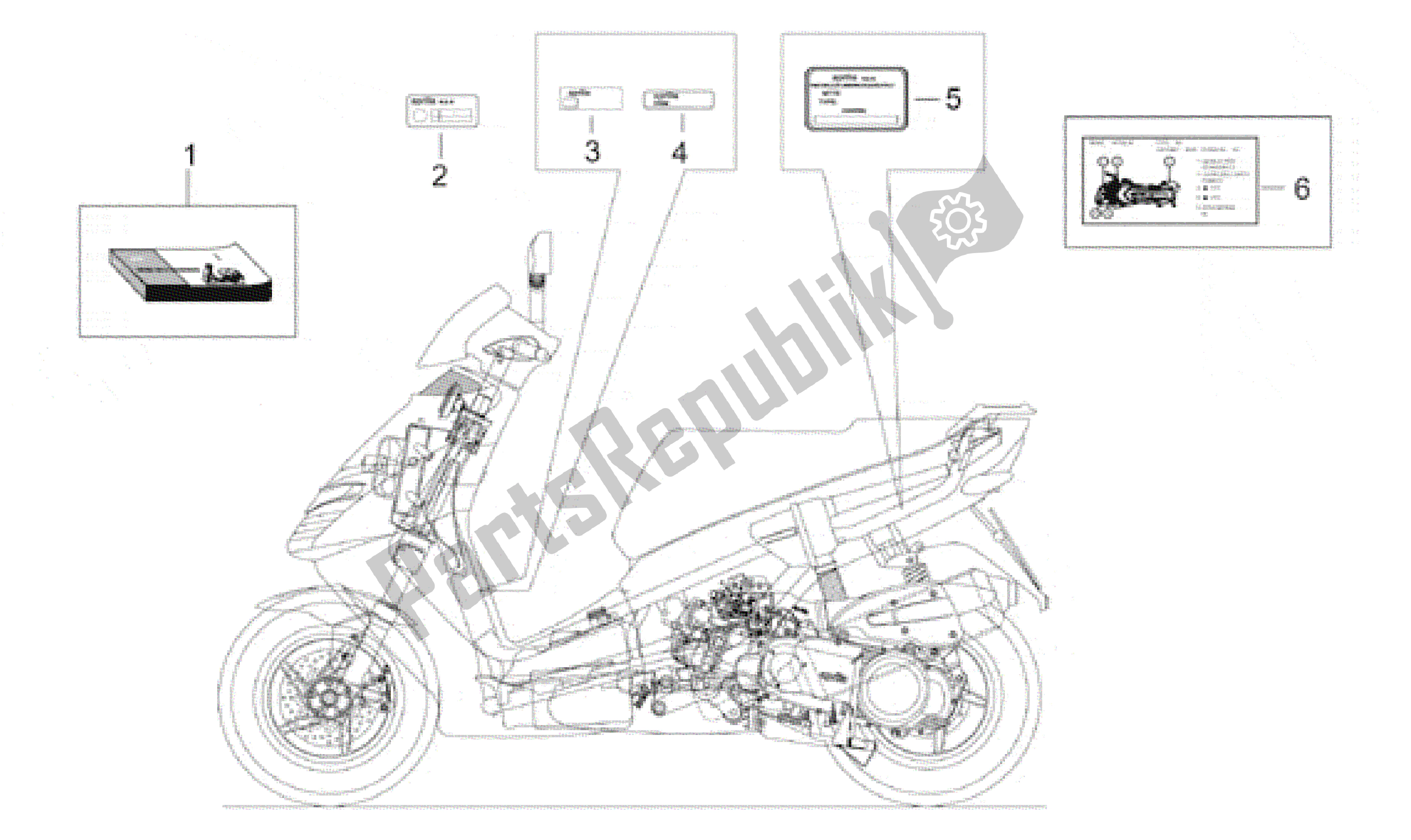 Tutte le parti per il Set Di Piastre E Manuale del Aprilia Leonardo 150 1999 - 2001