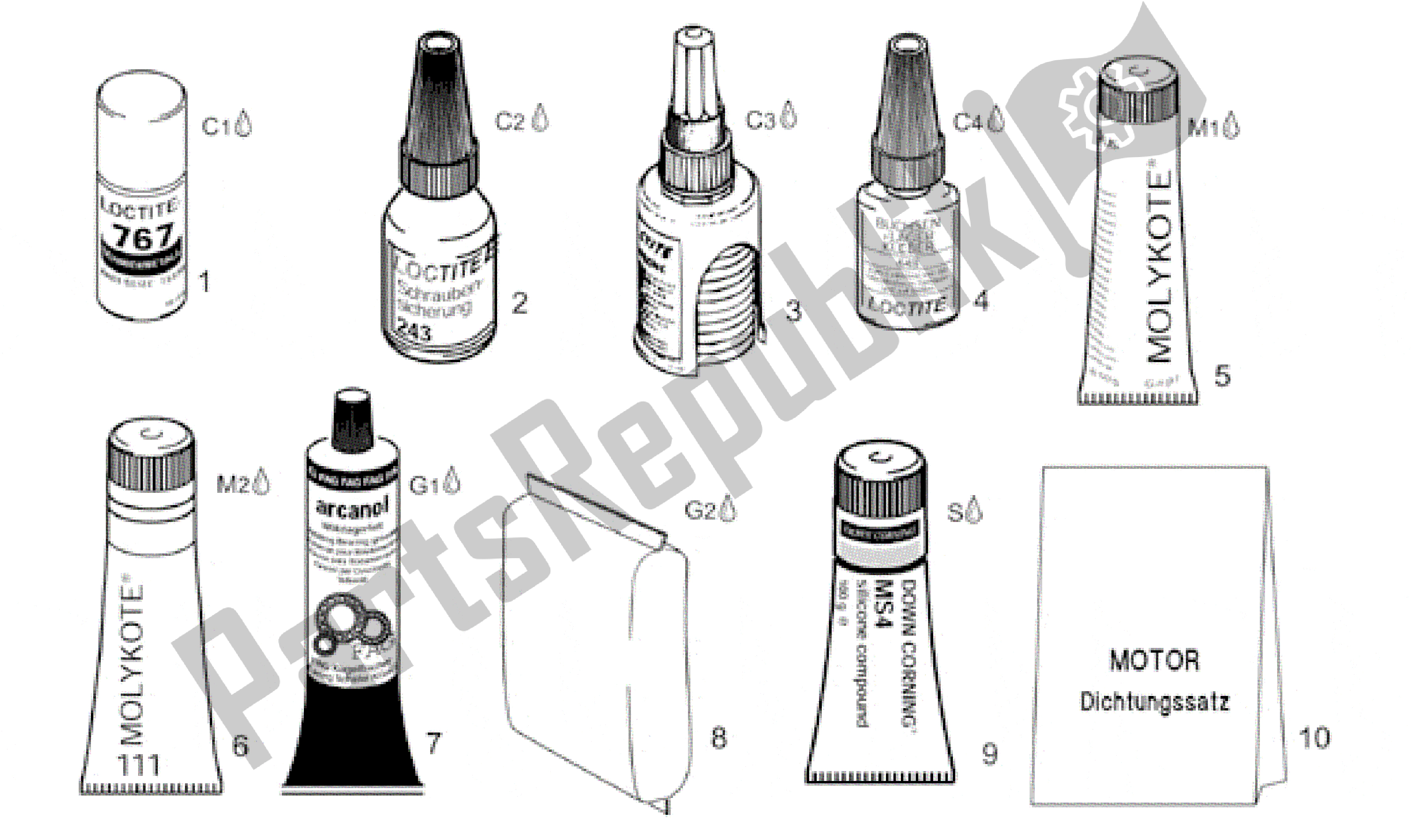 All parts for the Sealing And Lubricating Agents of the Aprilia Leonardo 150 1999 - 2001