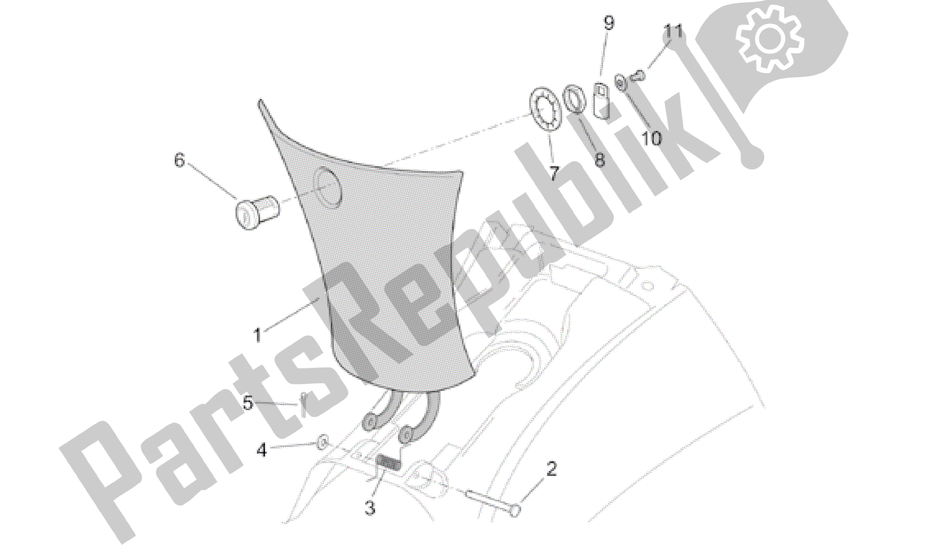 All parts for the Central Body - Tunnel of the Aprilia Leonardo 125 2001