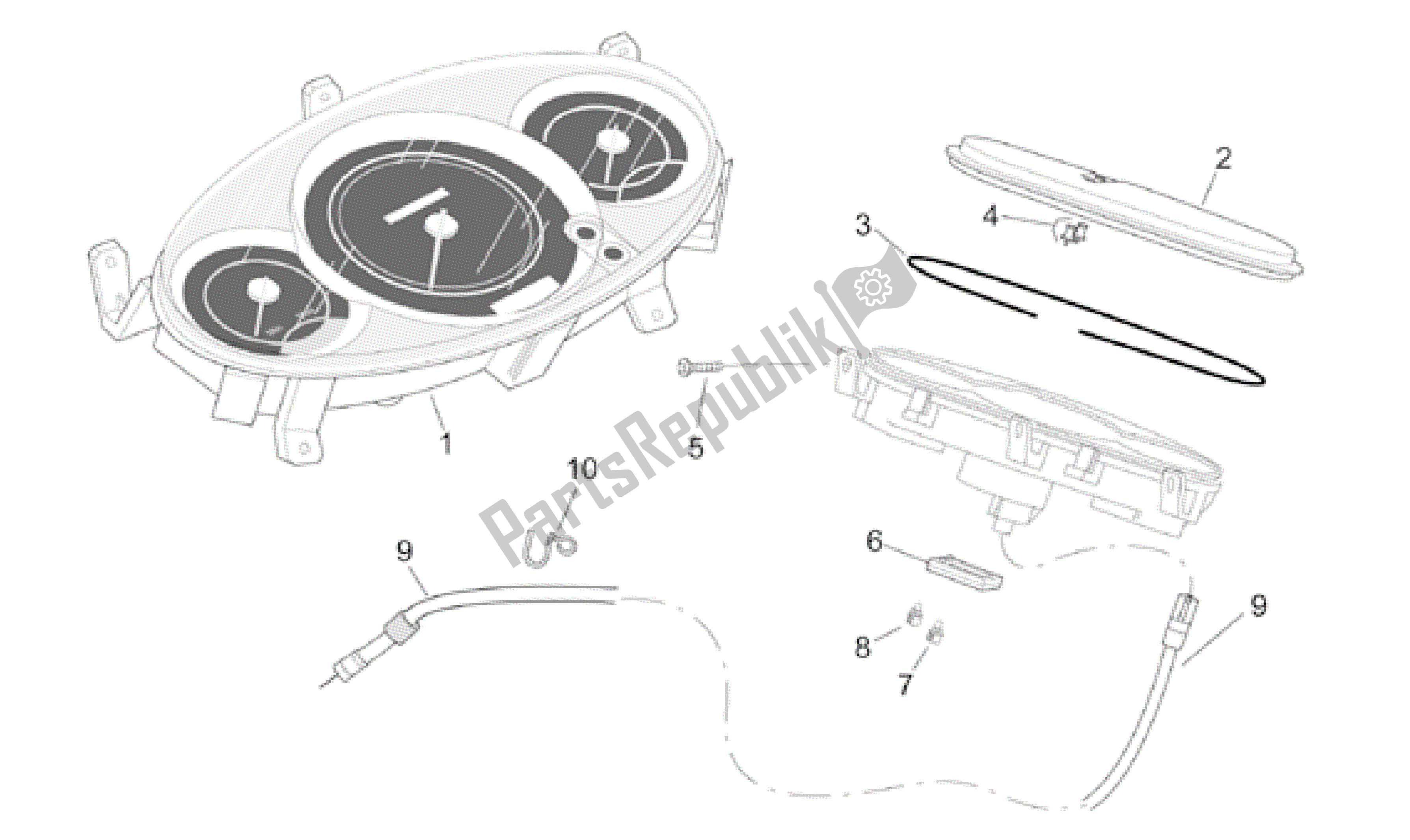 All parts for the Dashboard of the Aprilia Leonardo 125 2001