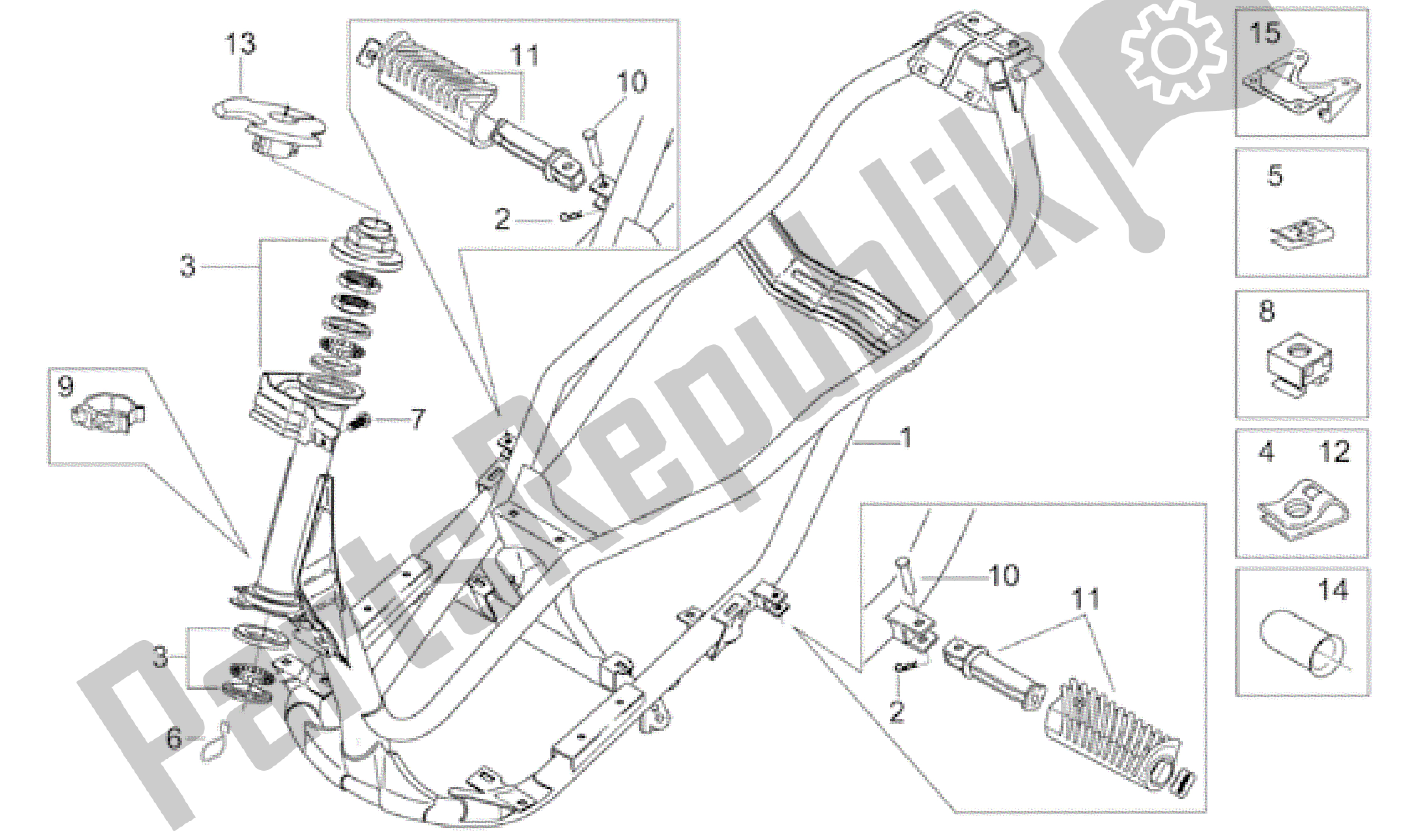 Toutes les pièces pour le Cadre du Aprilia Leonardo 125 2001