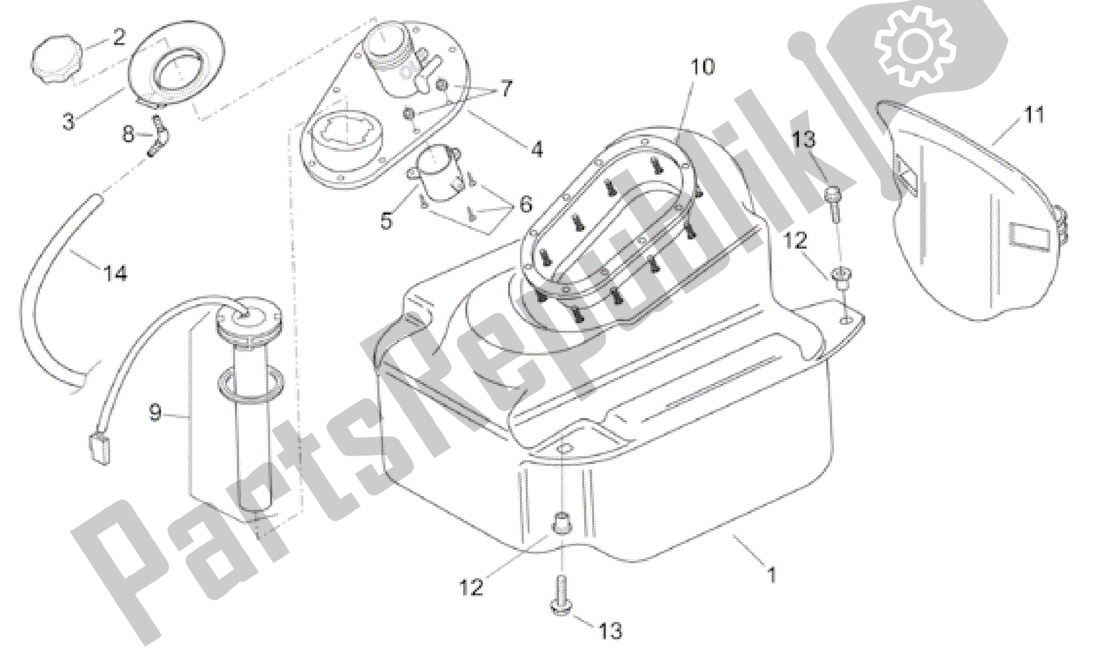 Tutte le parti per il Serbatoio del Aprilia Leonardo 125 2001