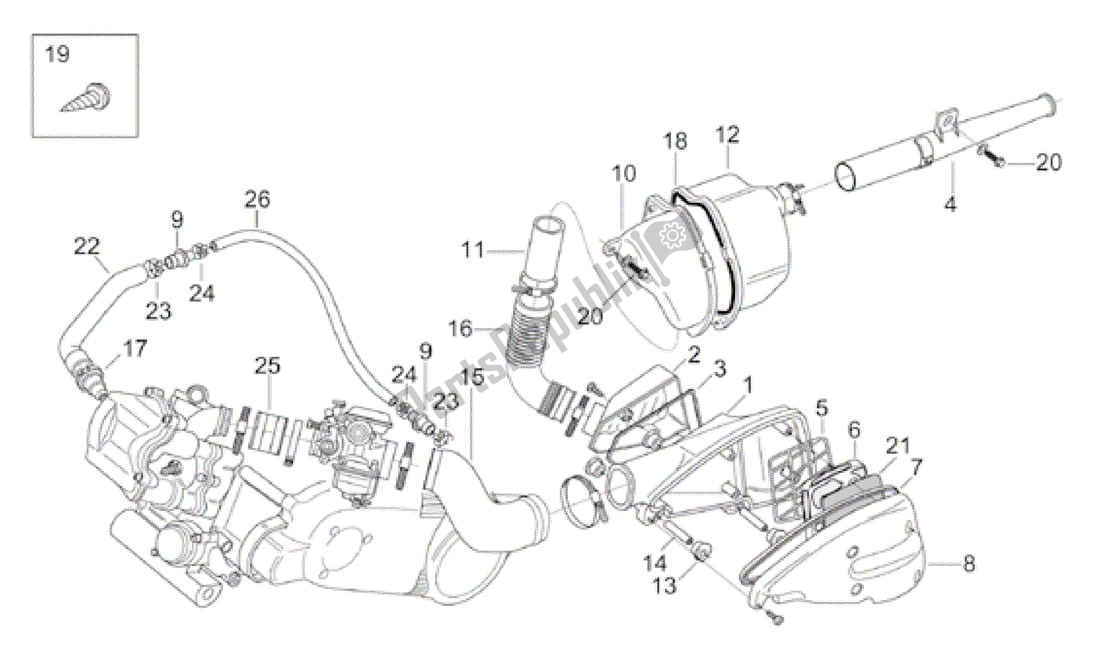 Alle onderdelen voor de Filter van de Aprilia Leonardo 125 2001