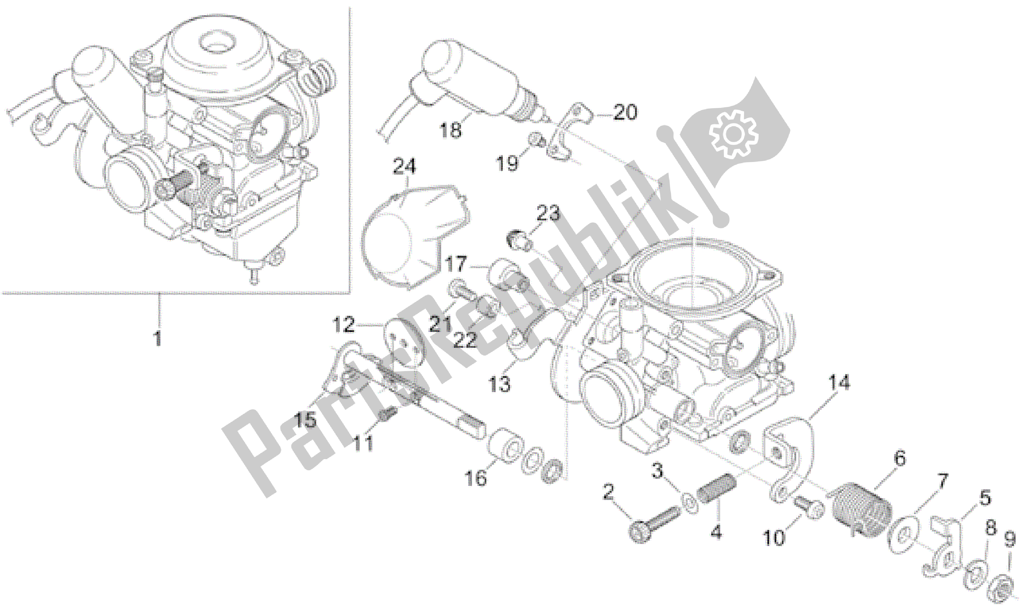 All parts for the Carburettor Ii of the Aprilia Leonardo 125 2001