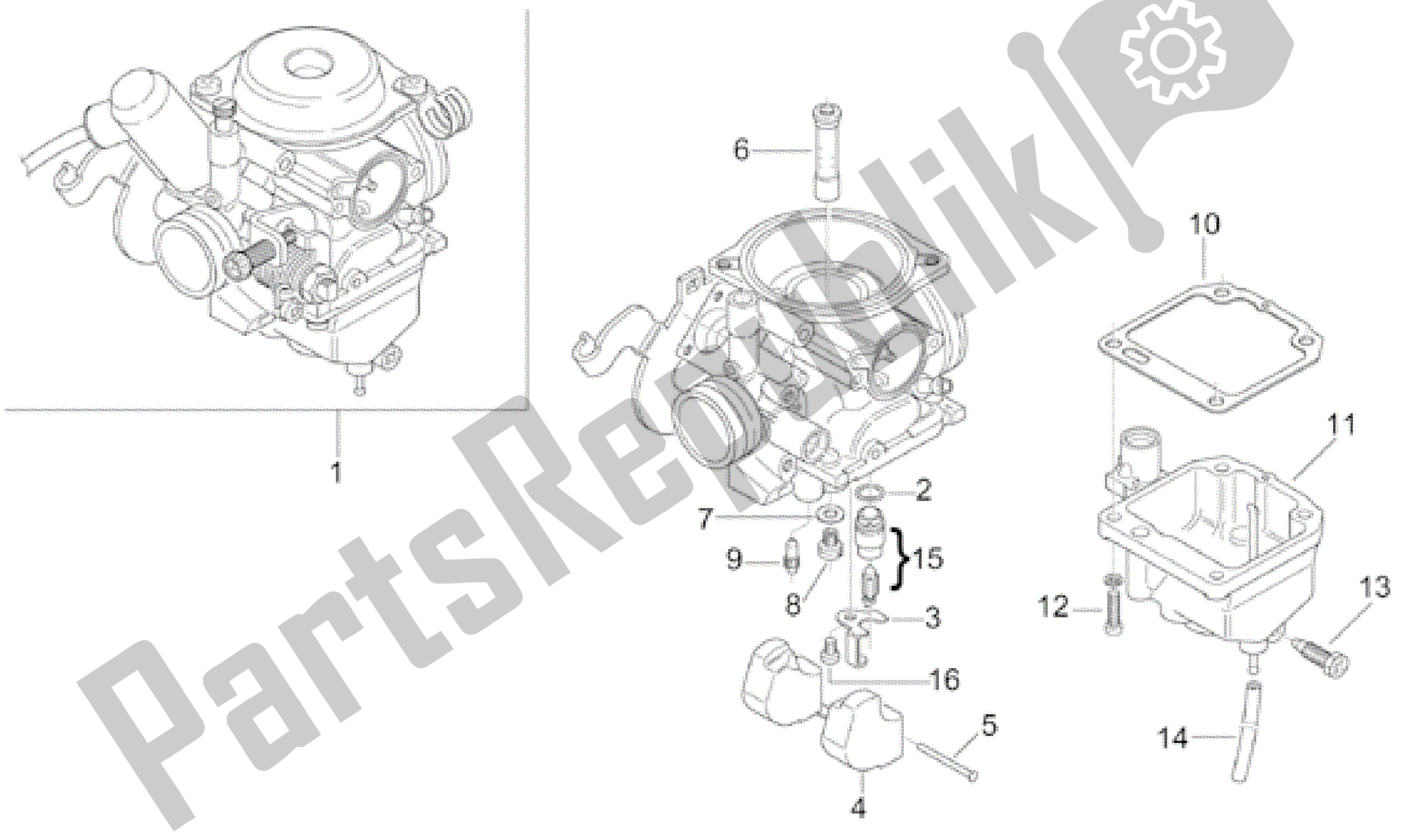 All parts for the Carburettor Iii of the Aprilia Leonardo 125 2001