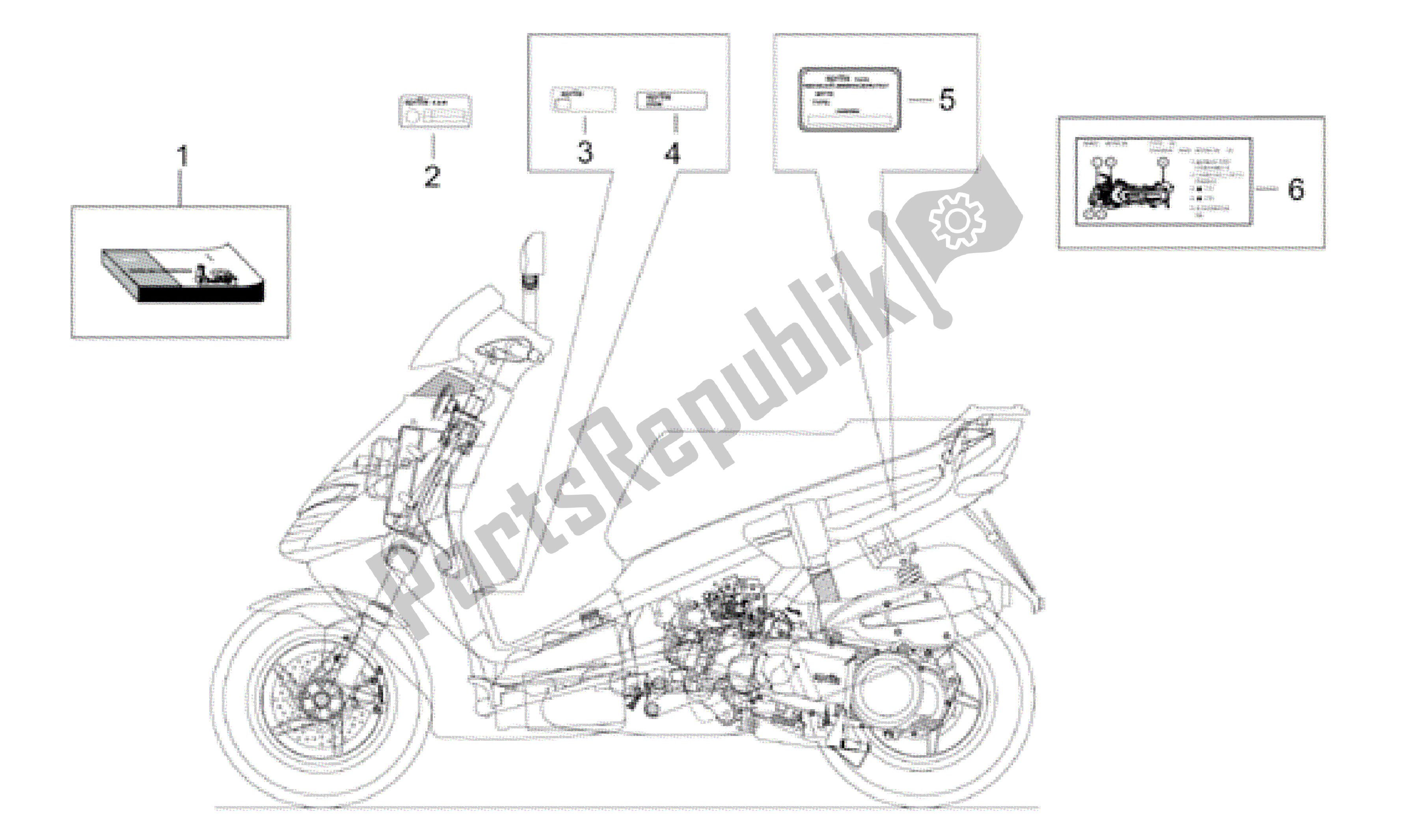 Todas las partes para Juego De Placas Y Manual de Aprilia Leonardo 125 2001