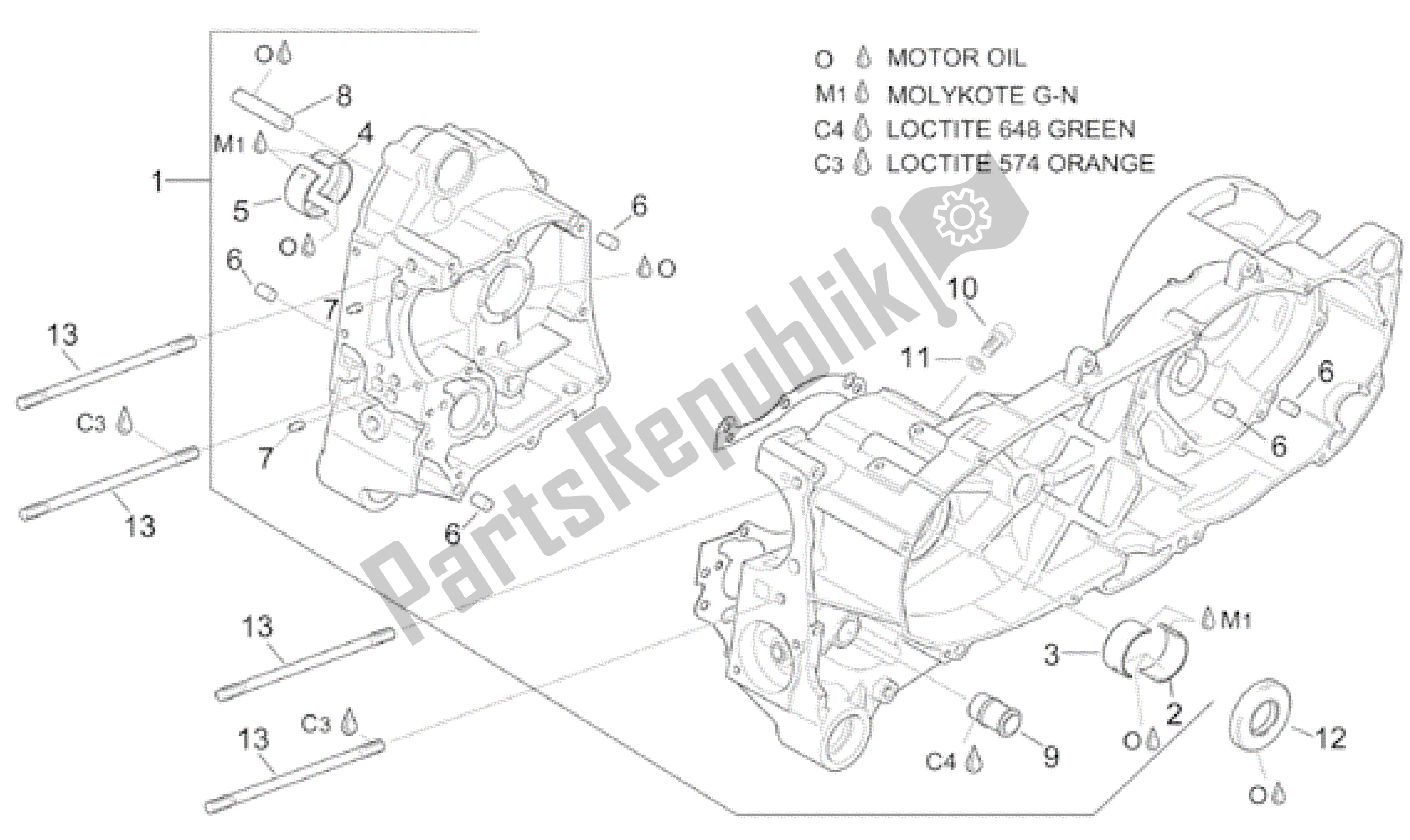 Todas las partes para Caja Del Cigüeñal de Aprilia Leonardo 125 2001