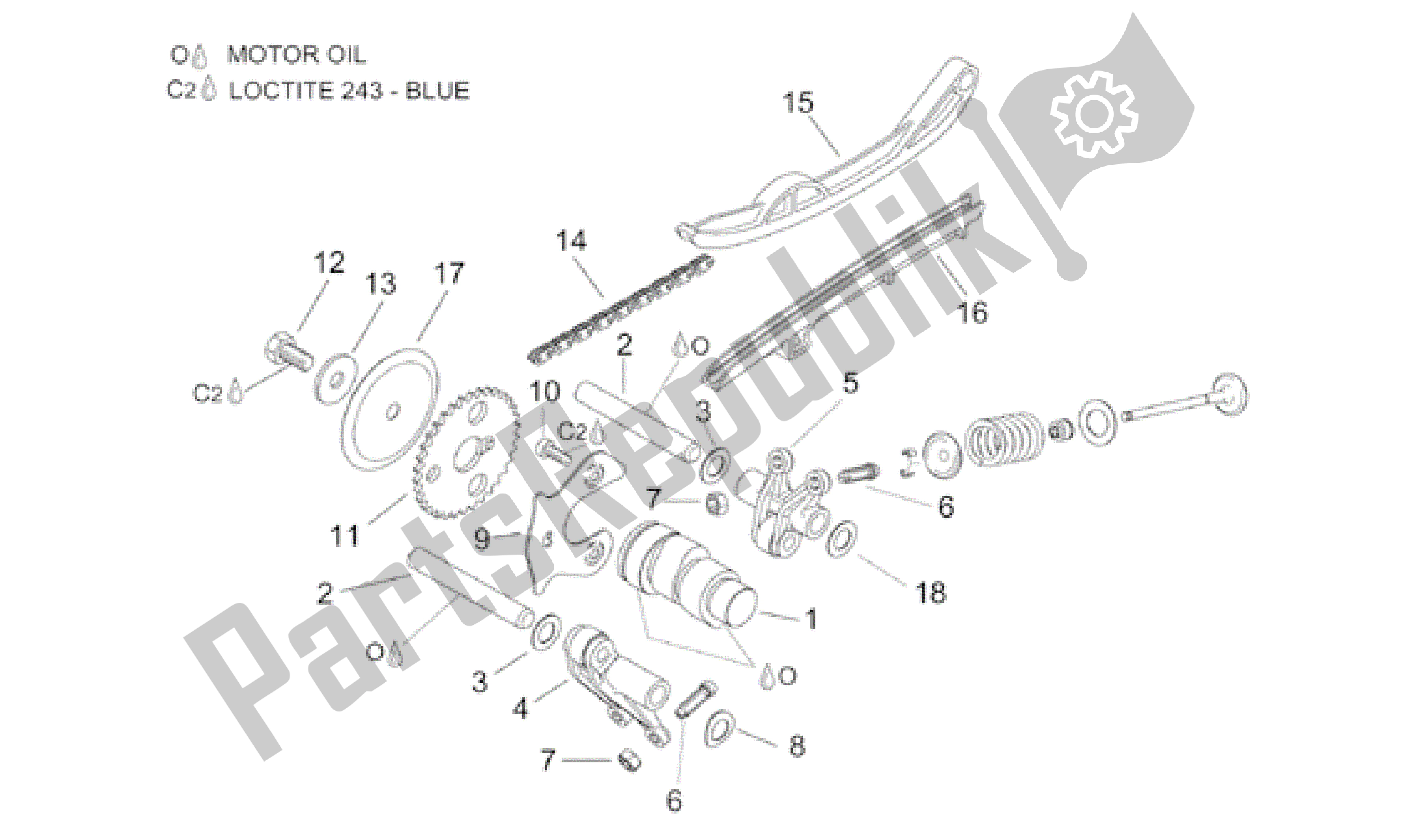 All parts for the Valve Control of the Aprilia Leonardo 125 2001