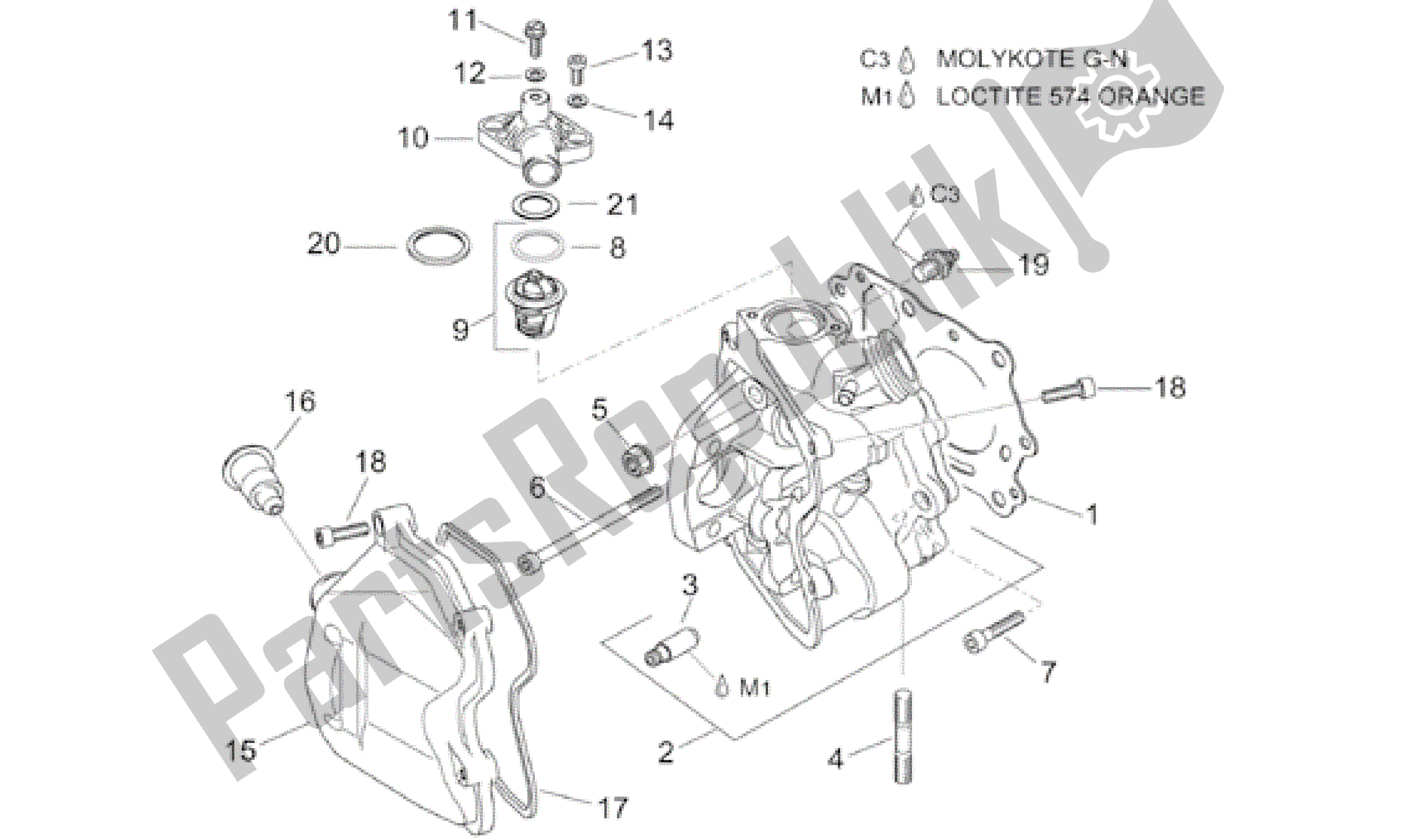 Toutes les pièces pour le Culasse du Aprilia Leonardo 125 2001