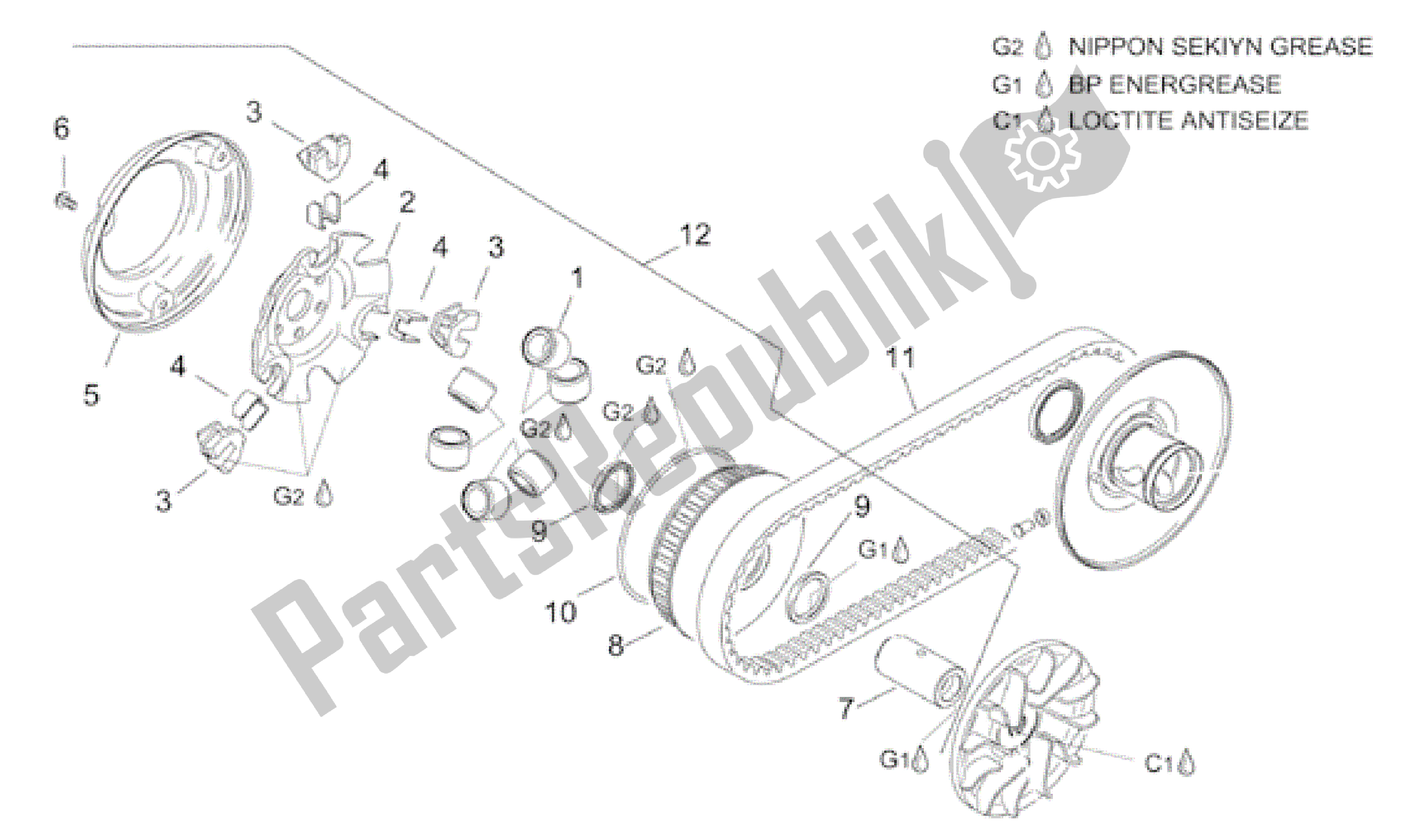 Tutte le parti per il Trasmissione Primaria. Del Aprilia Leonardo 125 2001