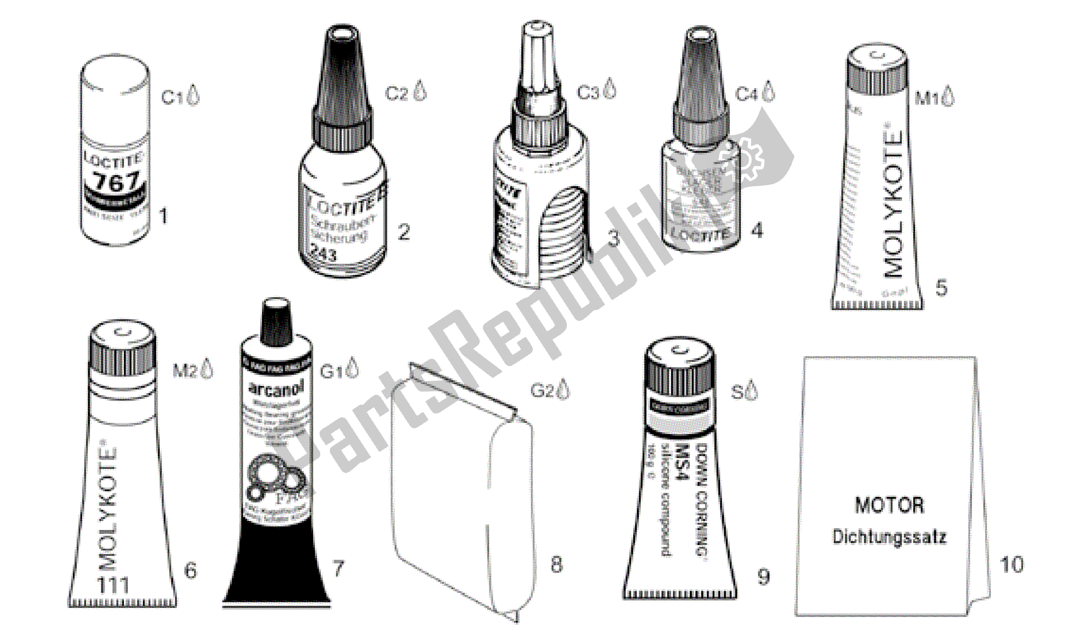 All parts for the Sealing And Lubricating Agents of the Aprilia Leonardo 125 2001