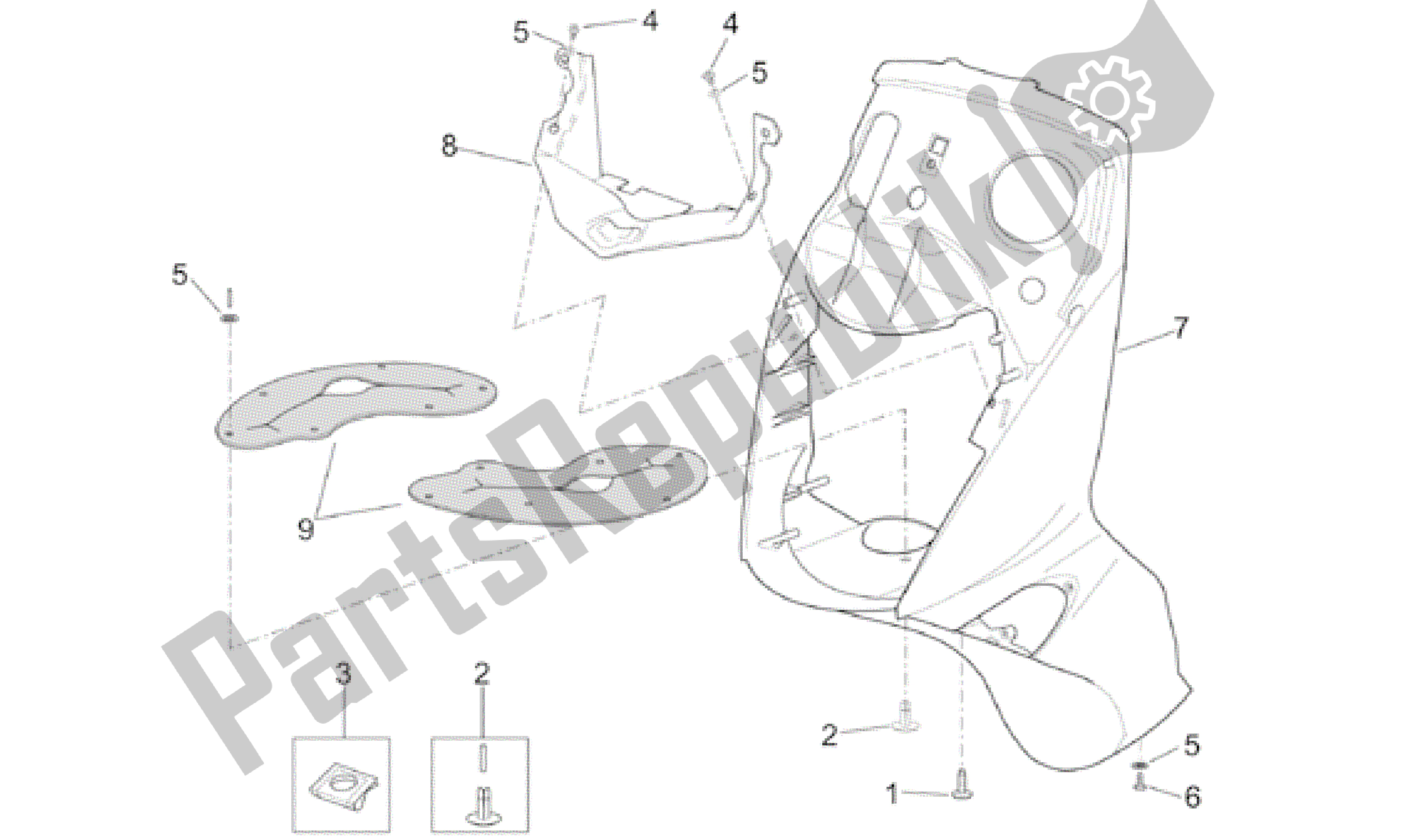 Wszystkie części do Korpus Przedni - Tarcza Aprilia Leonardo 150 2001