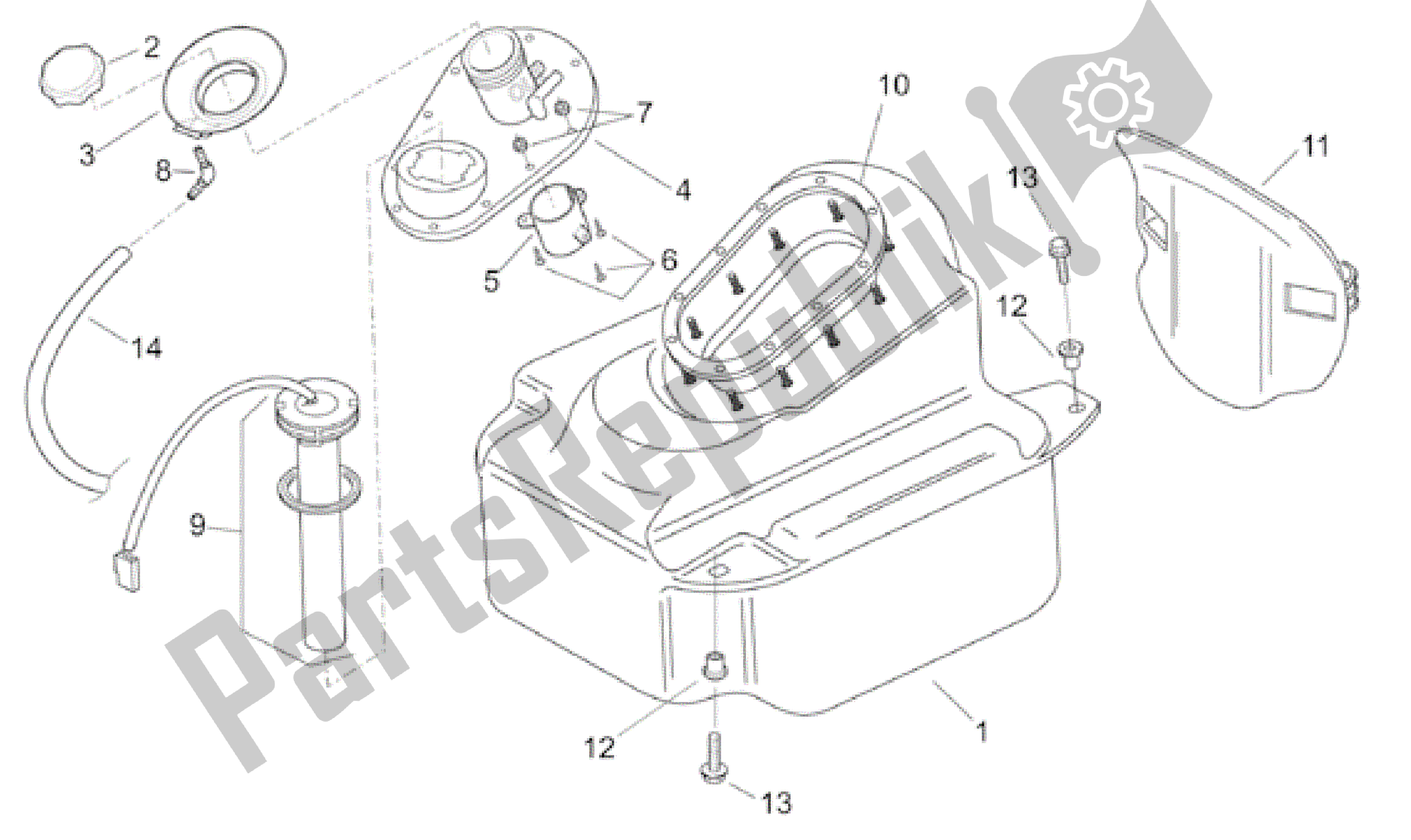 Todas as partes de Tanque do Aprilia Leonardo 150 2001