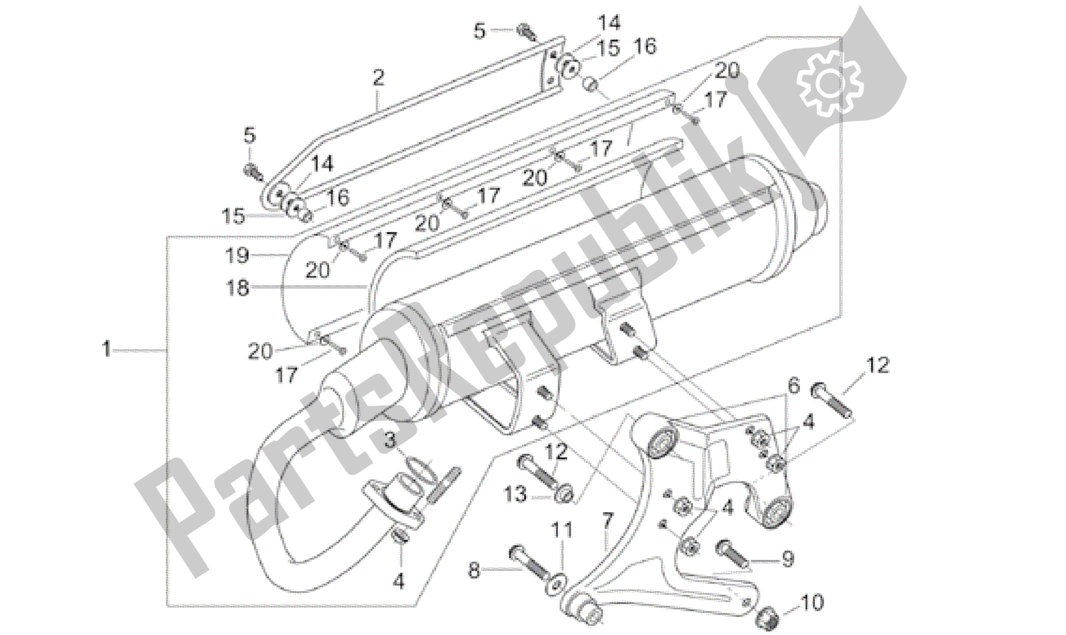 Toutes les pièces pour le Unité D'échappement du Aprilia Leonardo 150 2001