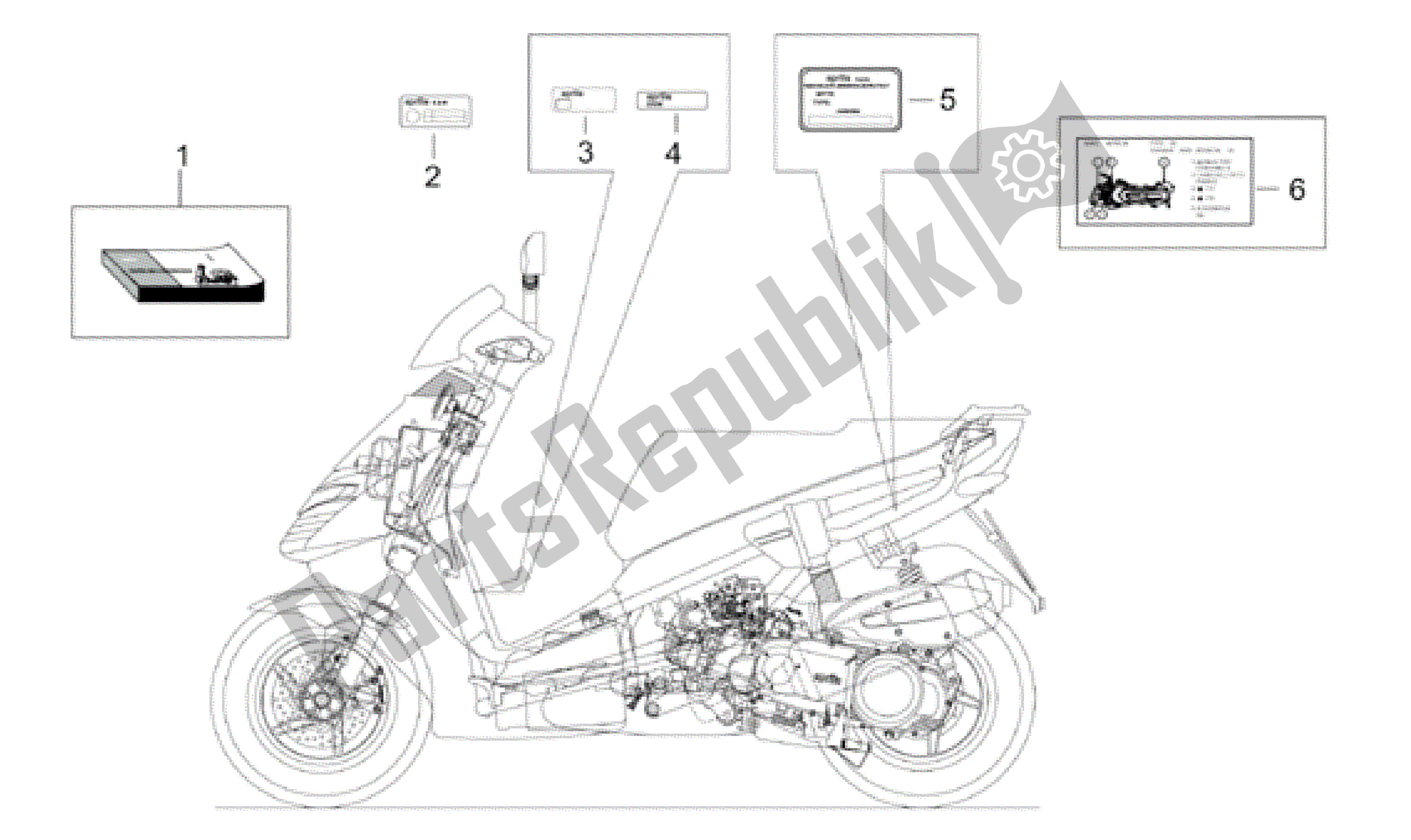 Todas as partes de Conjunto De Pratos E Manual do Aprilia Leonardo 150 2001