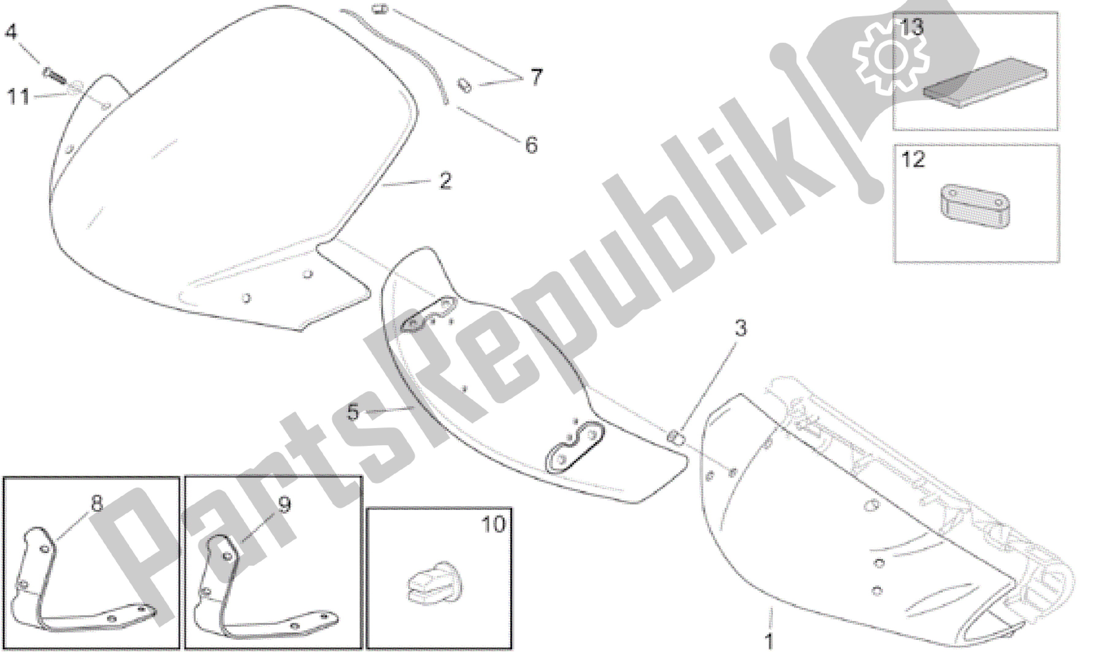 All parts for the Front Body - Front Fairing of the Aprilia Leonardo 150 2001