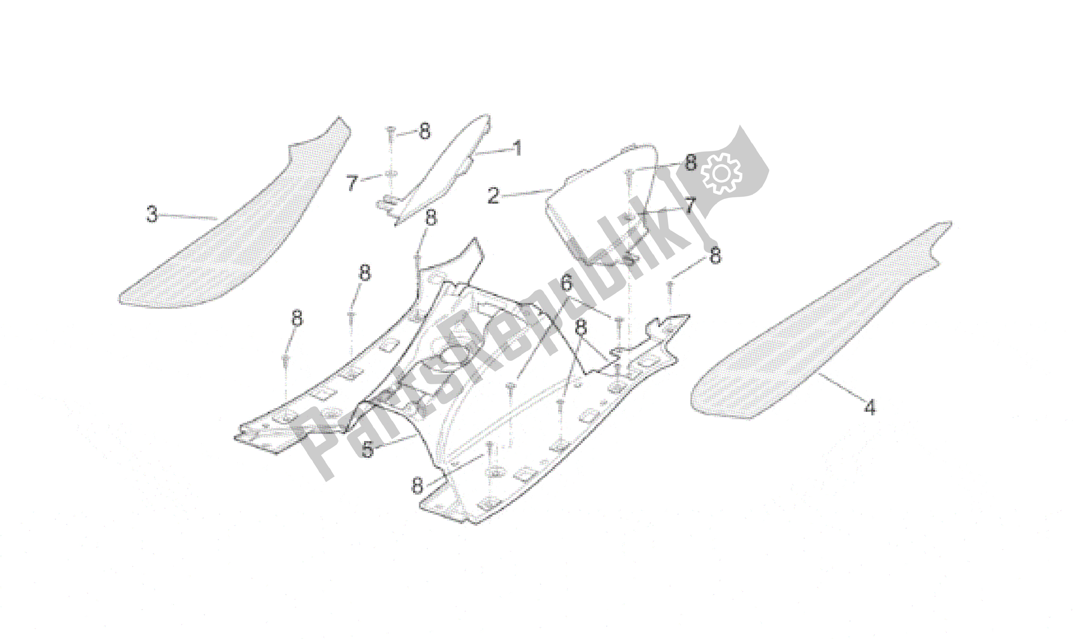 All parts for the Central Body - Panel of the Aprilia Leonardo 250 1999 - 2001