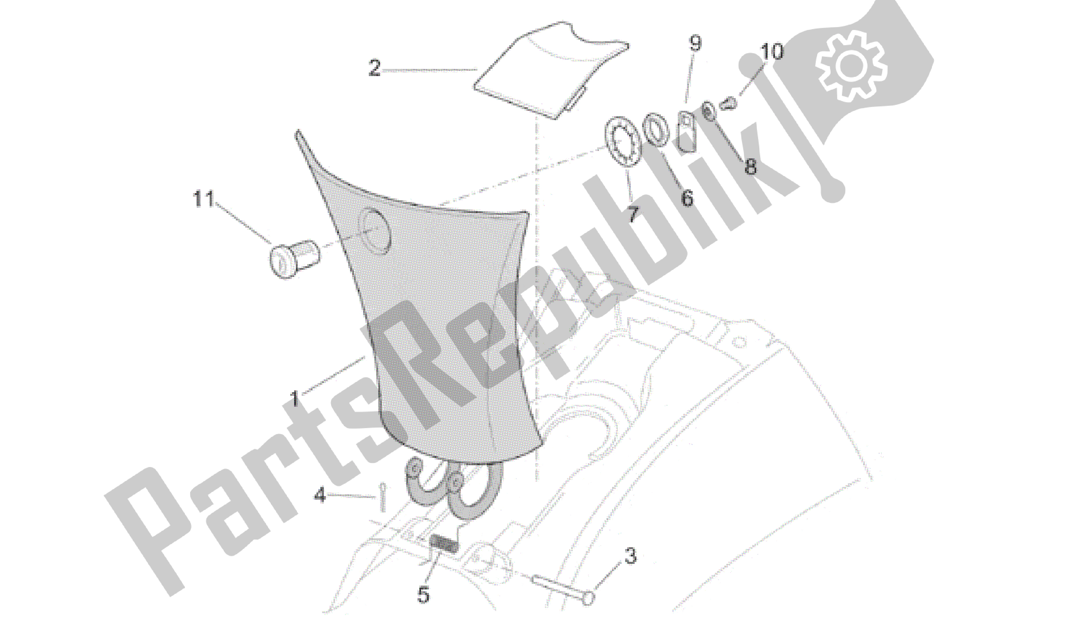 Todas las partes para Cuerpo Central - Túnel de Aprilia Leonardo 250 1999 - 2001