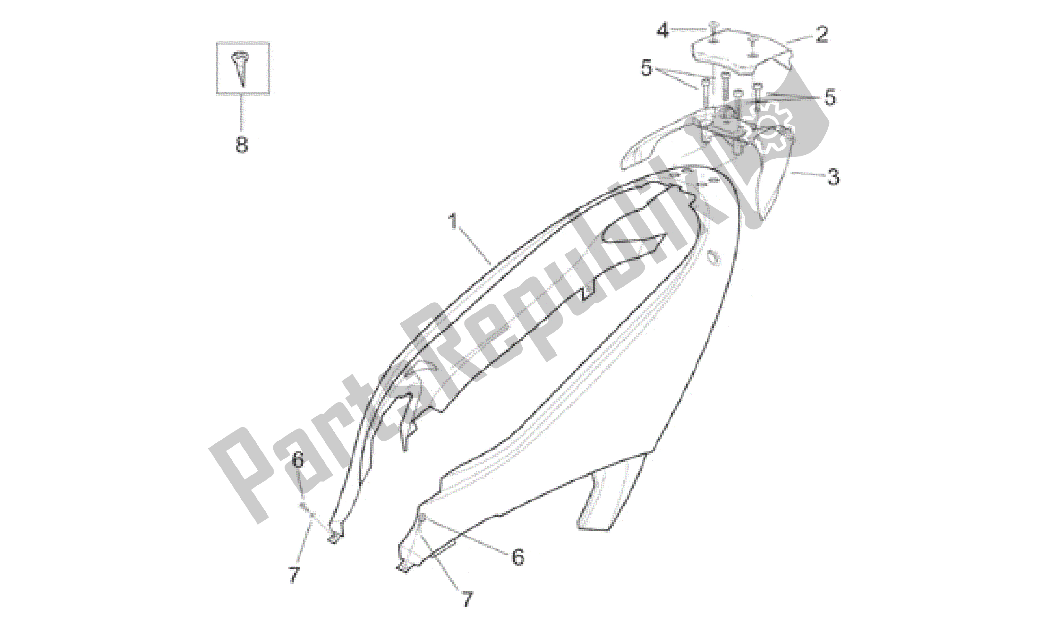 Toutes les pièces pour le Carrosserie Arrière - Carénage Arrière du Aprilia Leonardo 250 1999 - 2001