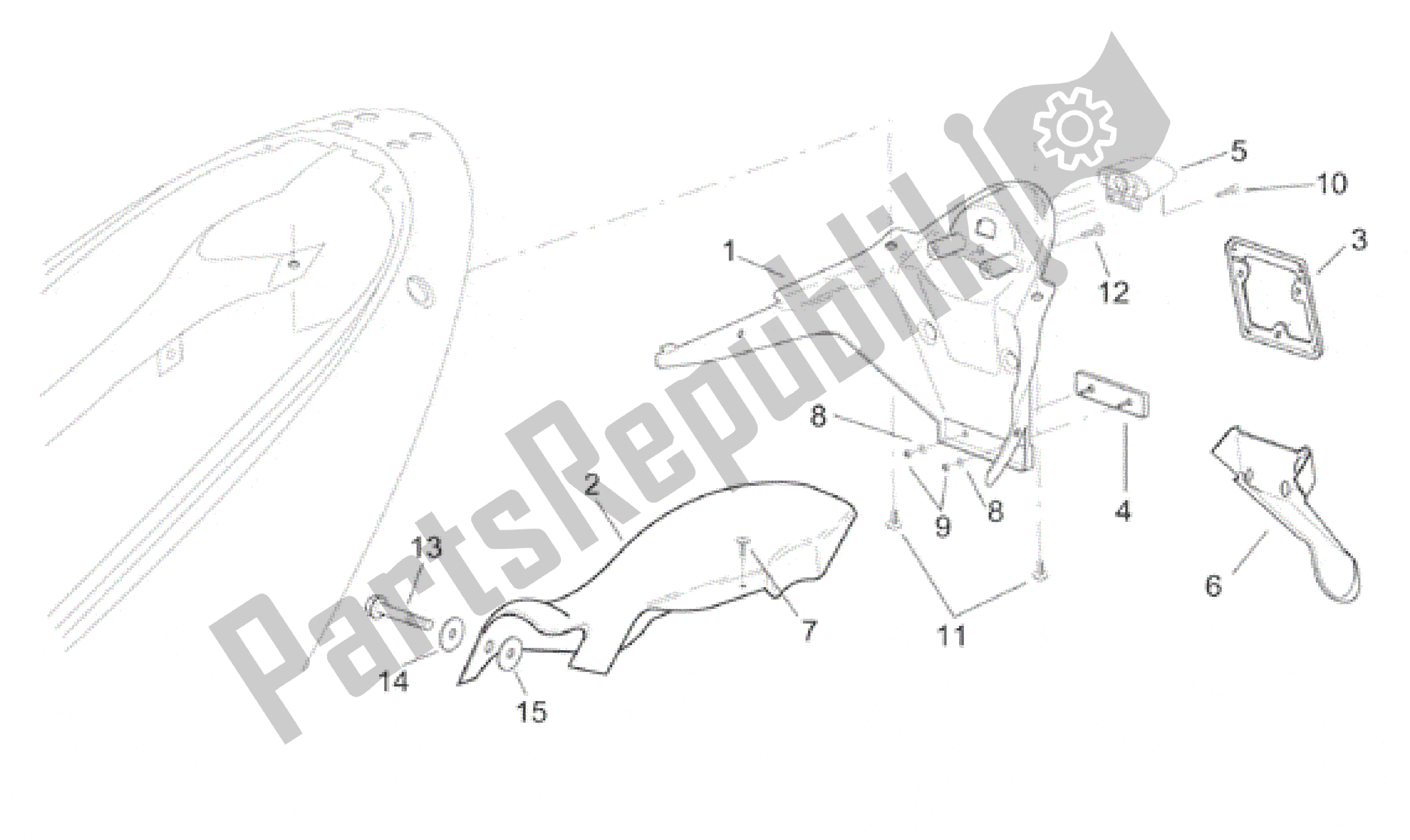 Todas as partes de Corpo Traseiro - Suporte De Placa do Aprilia Leonardo 250 1999 - 2001