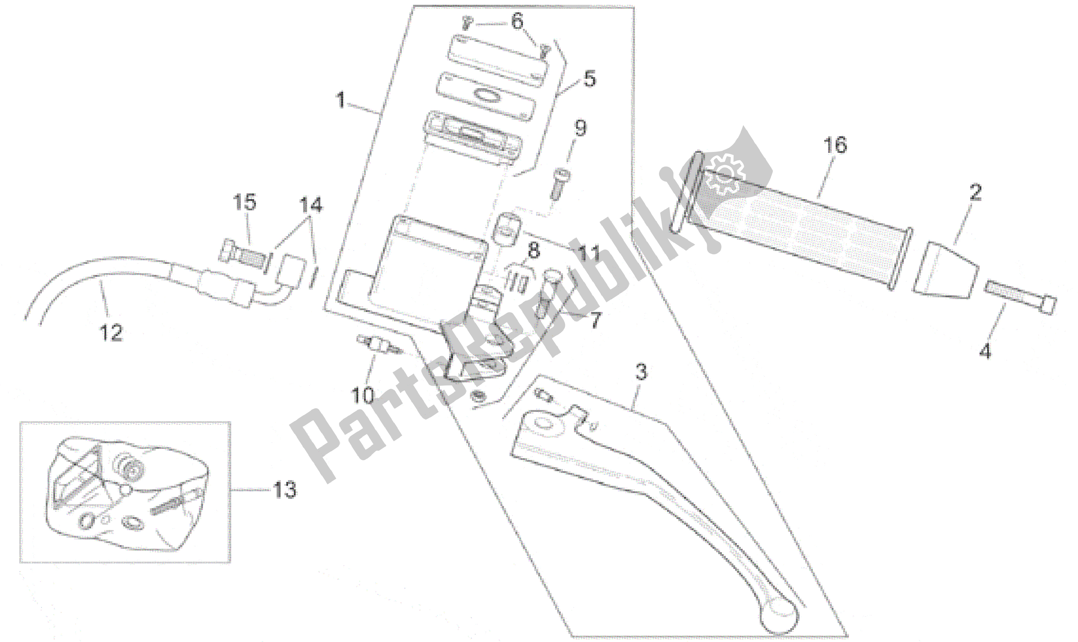 Alle Teile für das Hintere Bremspumpe des Aprilia Leonardo 250 1999 - 2001