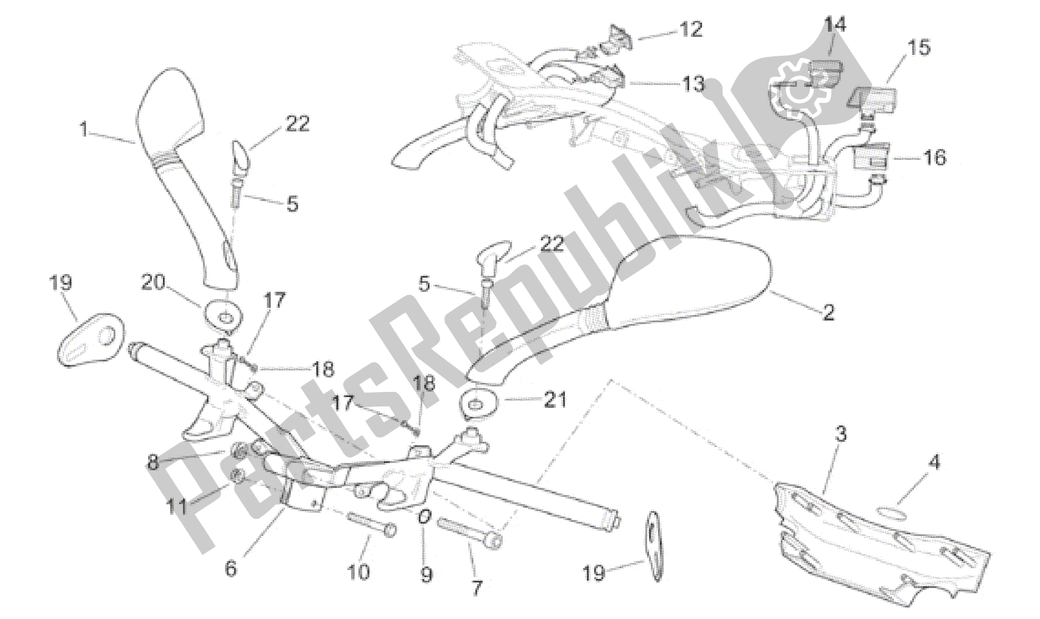 All parts for the Handlebar - Controls of the Aprilia Leonardo 250 1999 - 2001