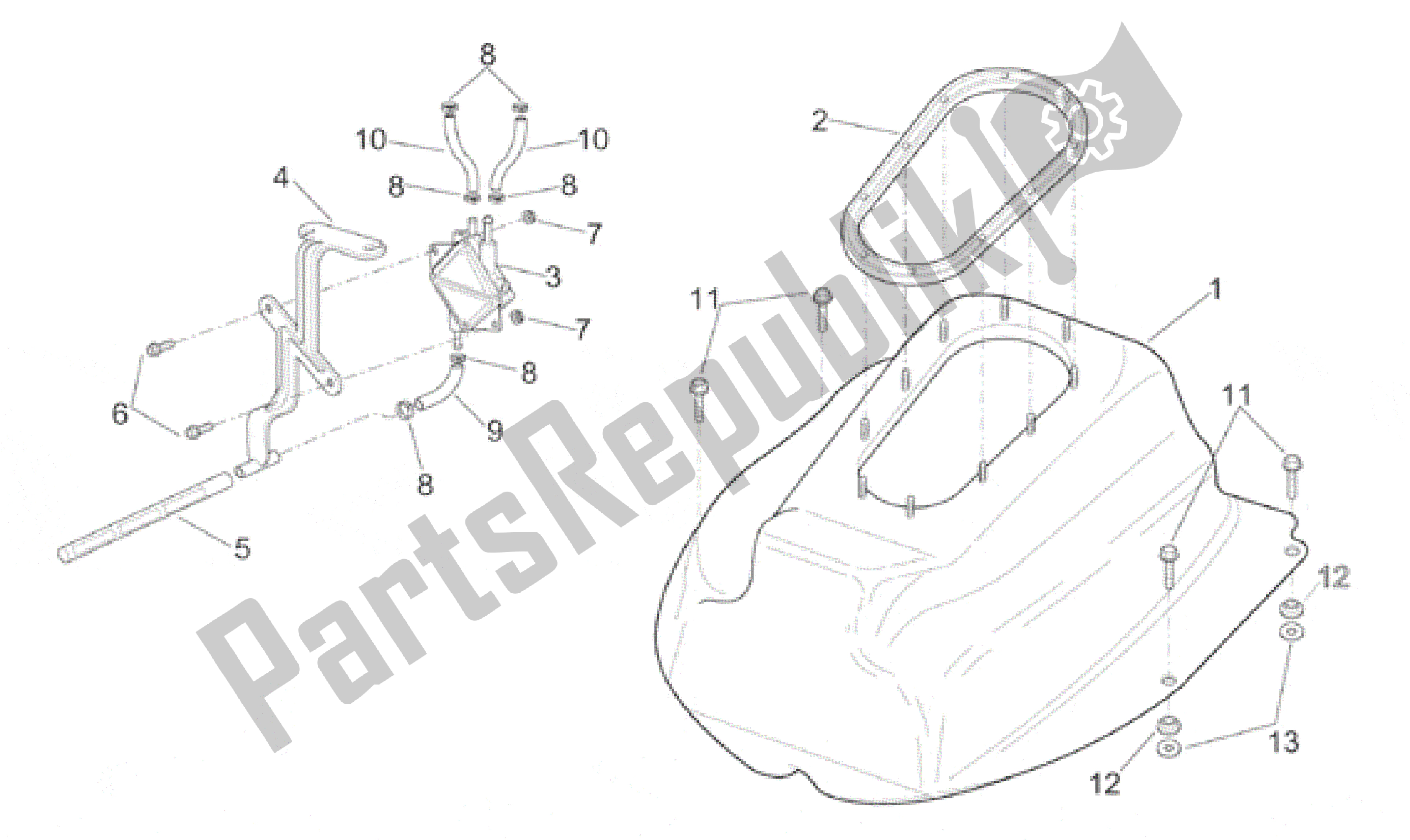 Alle onderdelen voor de Benzinetank van de Aprilia Leonardo 250 1999 - 2001