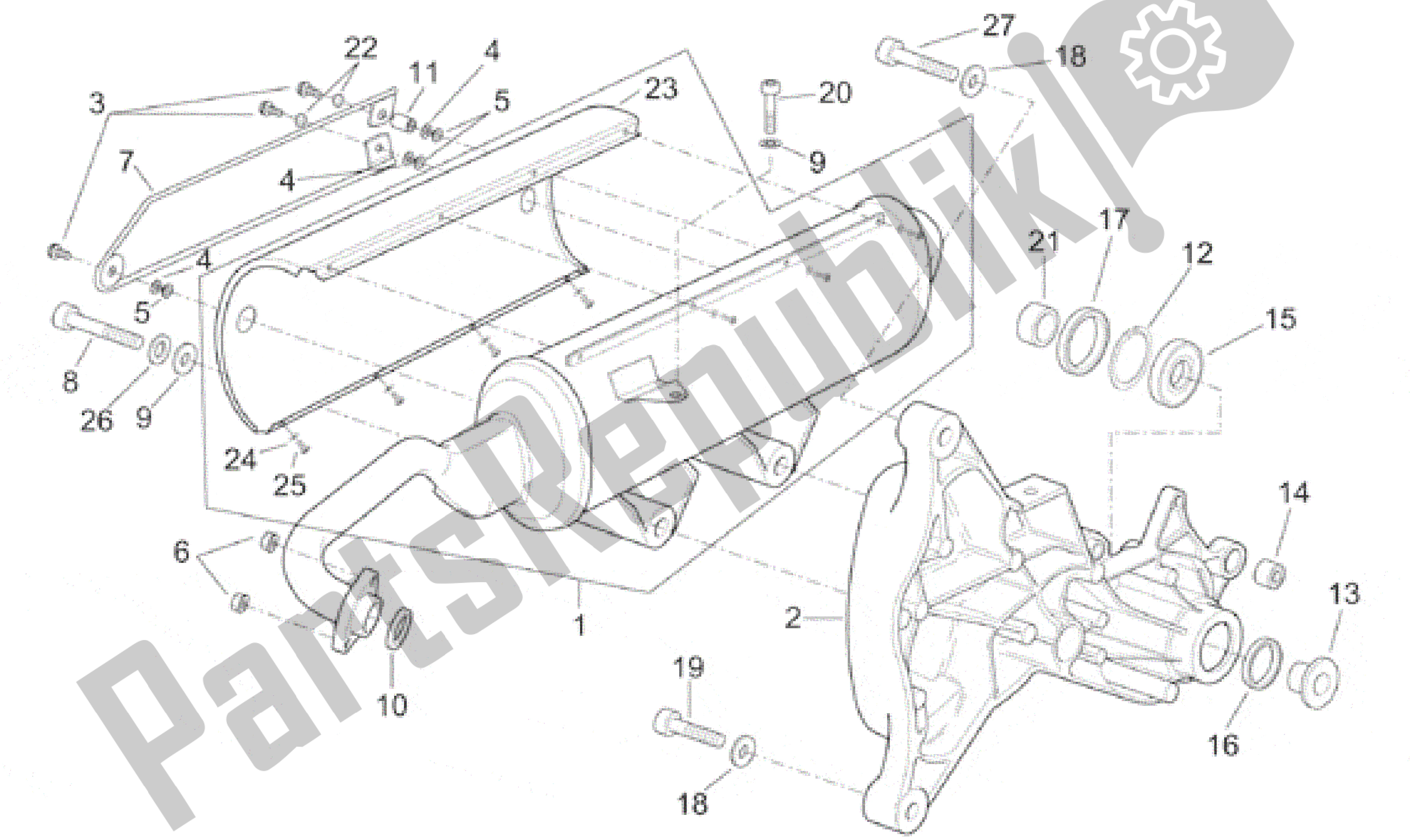 All parts for the Exhaust Unit of the Aprilia Leonardo 250 1999 - 2001