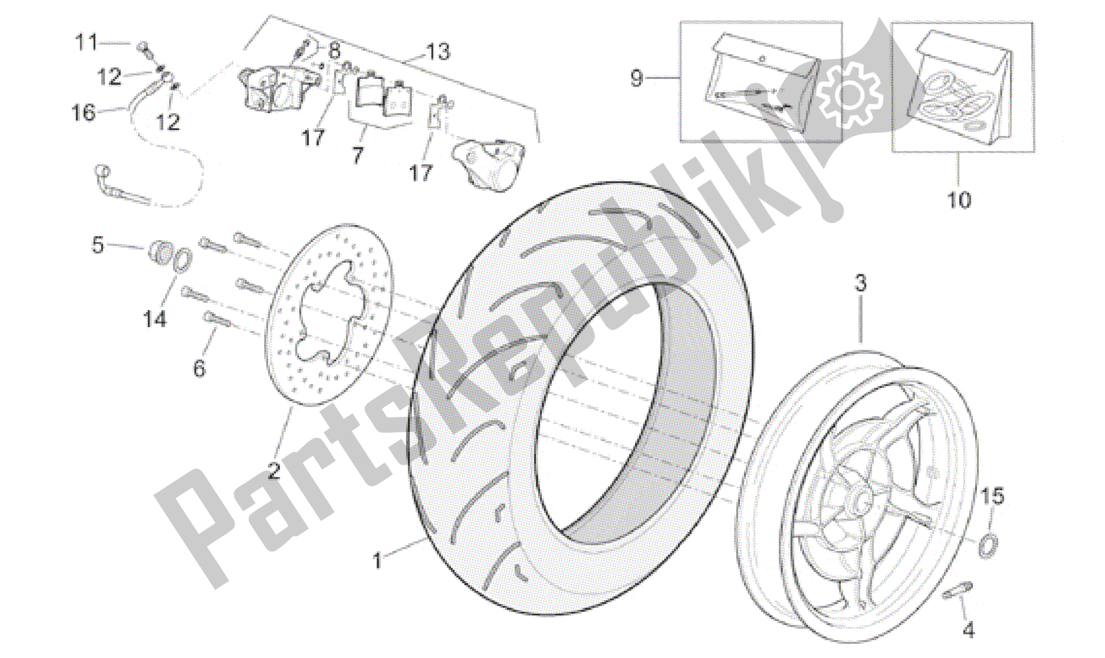 Alle onderdelen voor de Achterwiel - Achter Remklauw van de Aprilia Leonardo 250 1999 - 2001