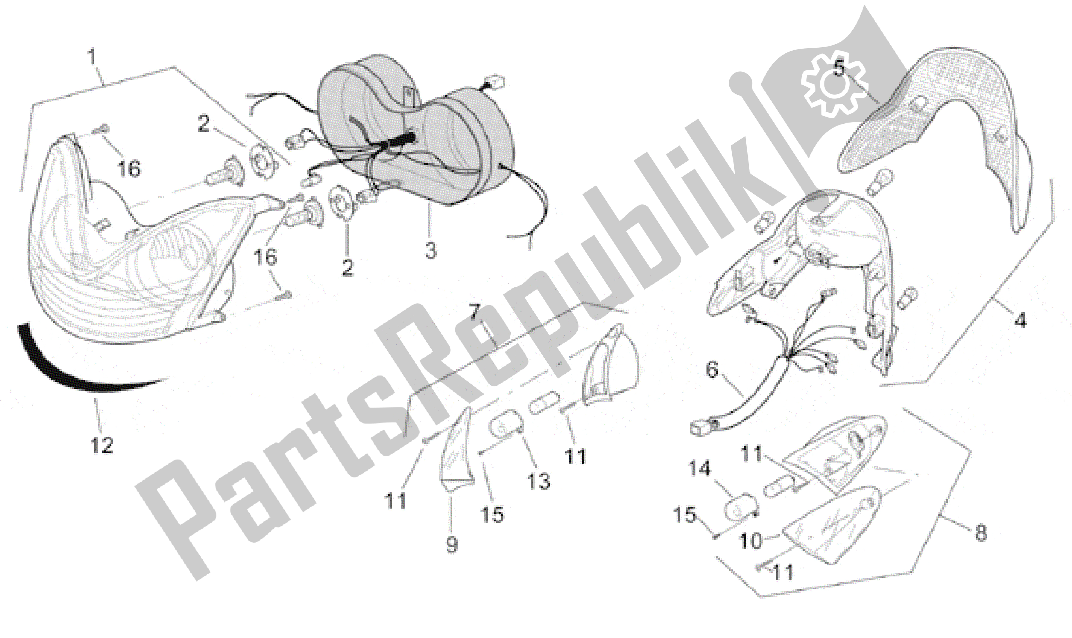 All parts for the Lights of the Aprilia Leonardo 250 1999 - 2001