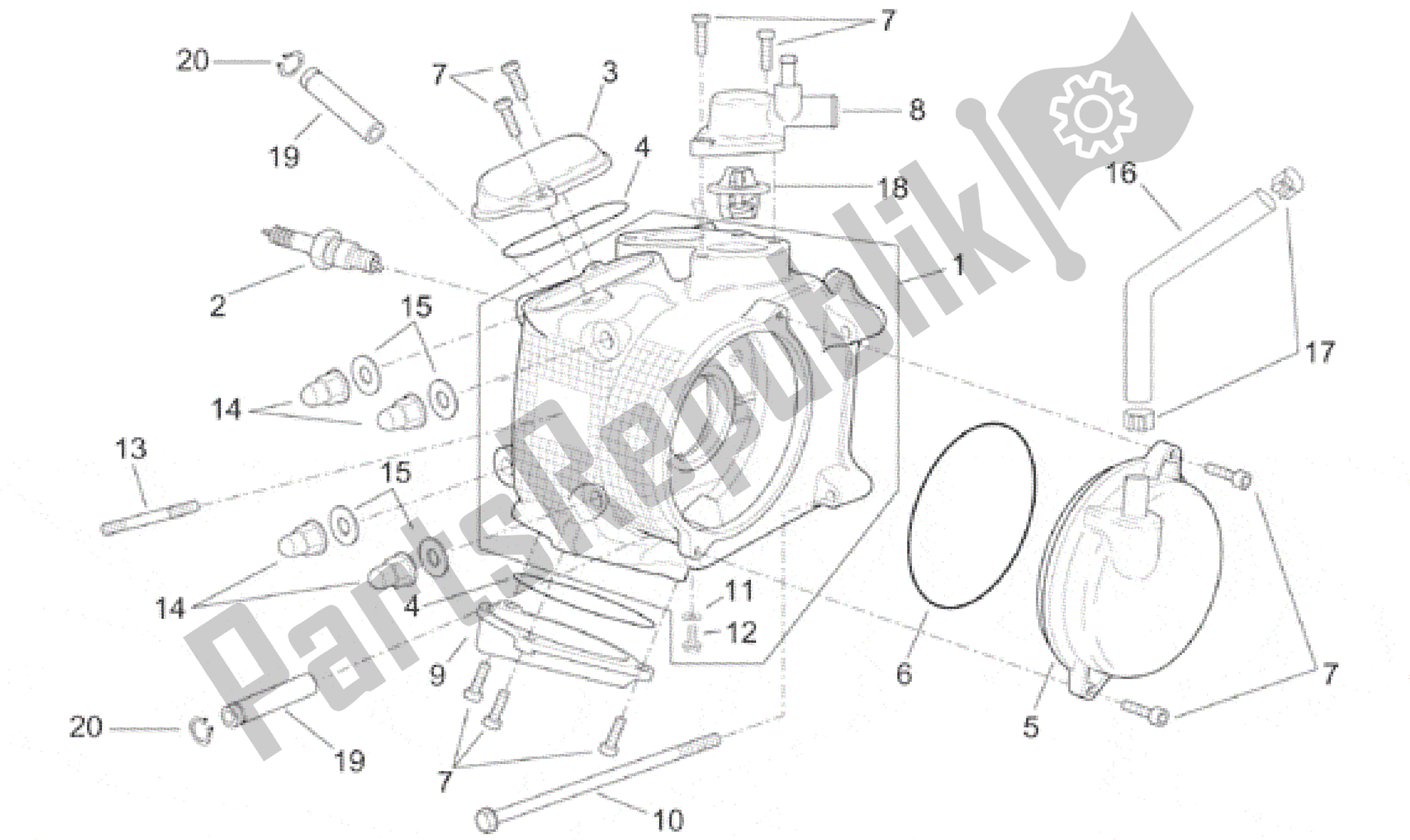 Todas as partes de Cabeça Do Motor do Aprilia Leonardo 250 1999 - 2001