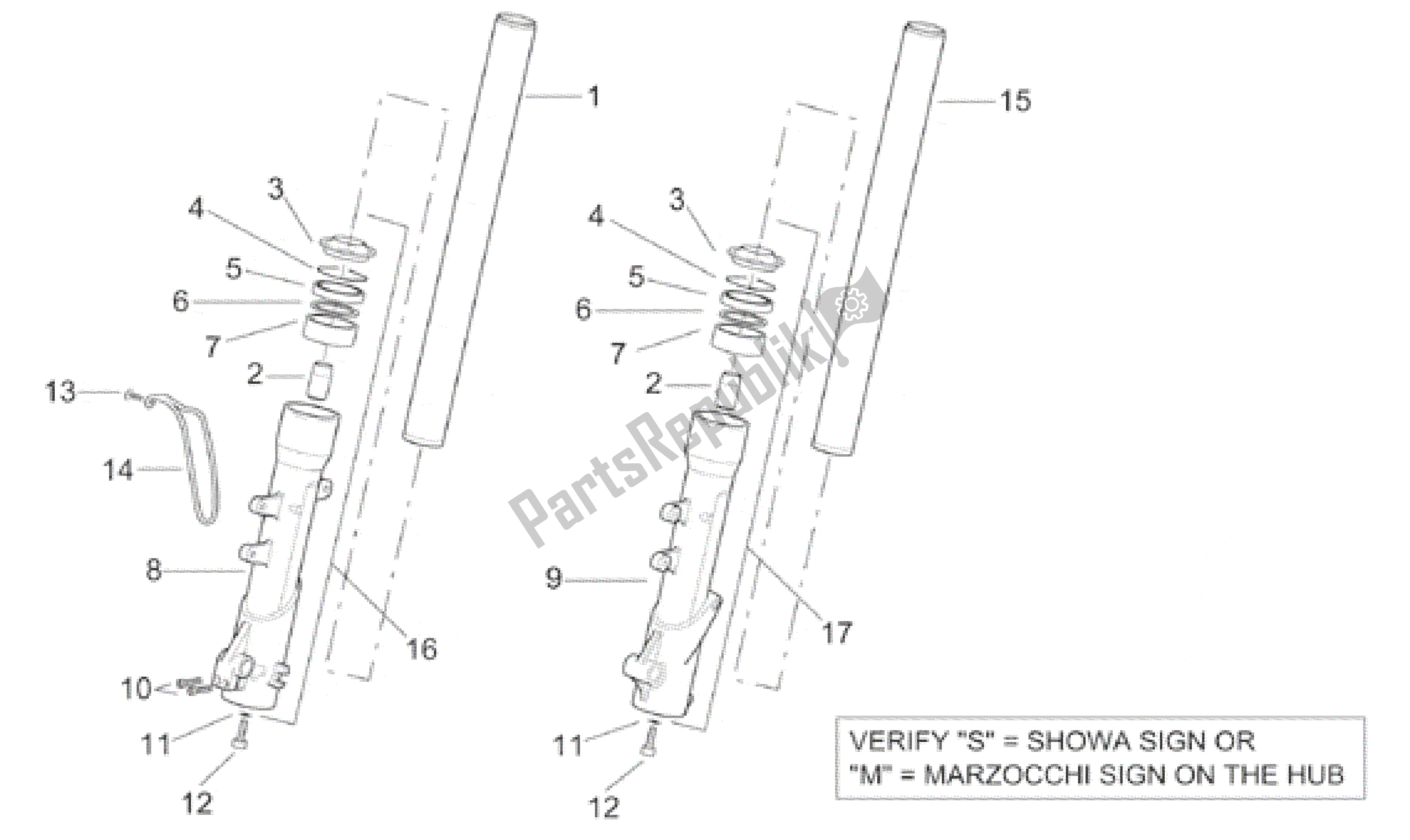 Toutes les pièces pour le Fourche Avant Ii du Aprilia Leonardo 250 1999 - 2001