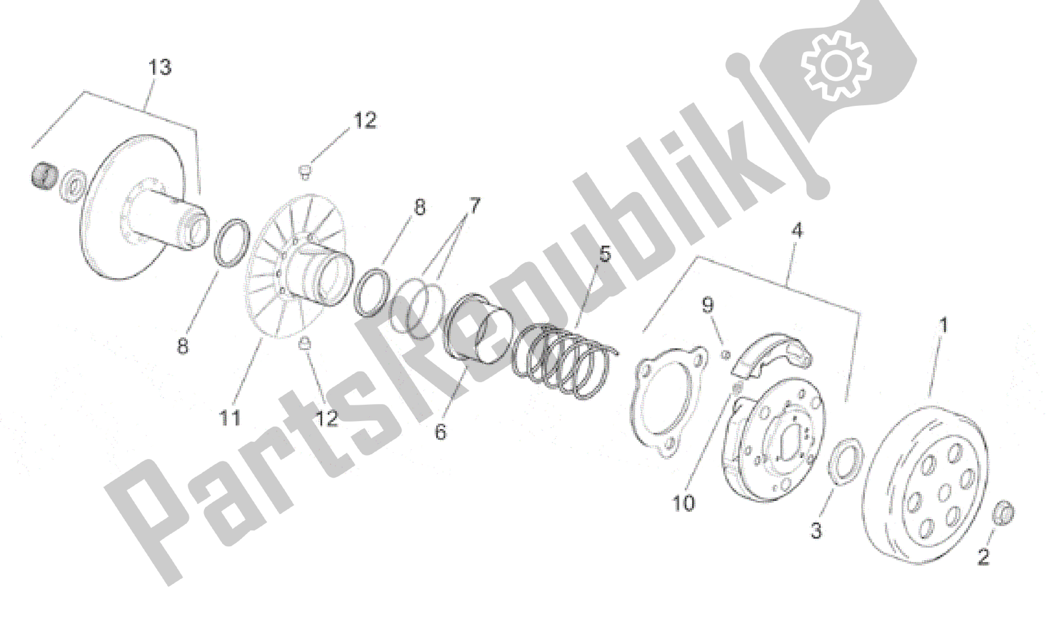 Toutes les pièces pour le Embrayage du Aprilia Leonardo 250 1999 - 2001