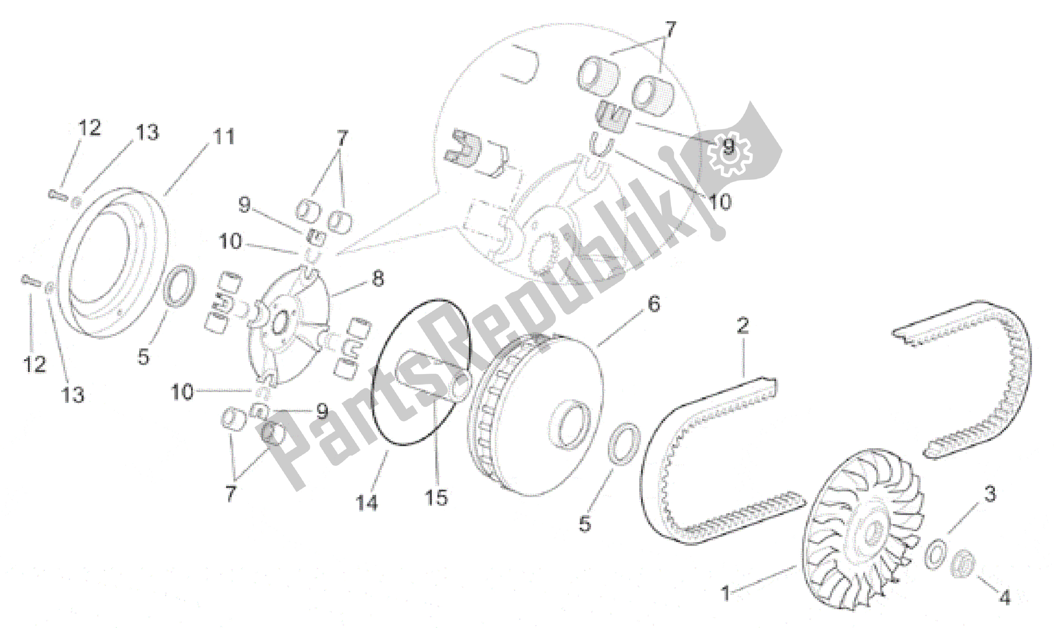 Toutes les pièces pour le Variateur du Aprilia Leonardo 250 1999 - 2001