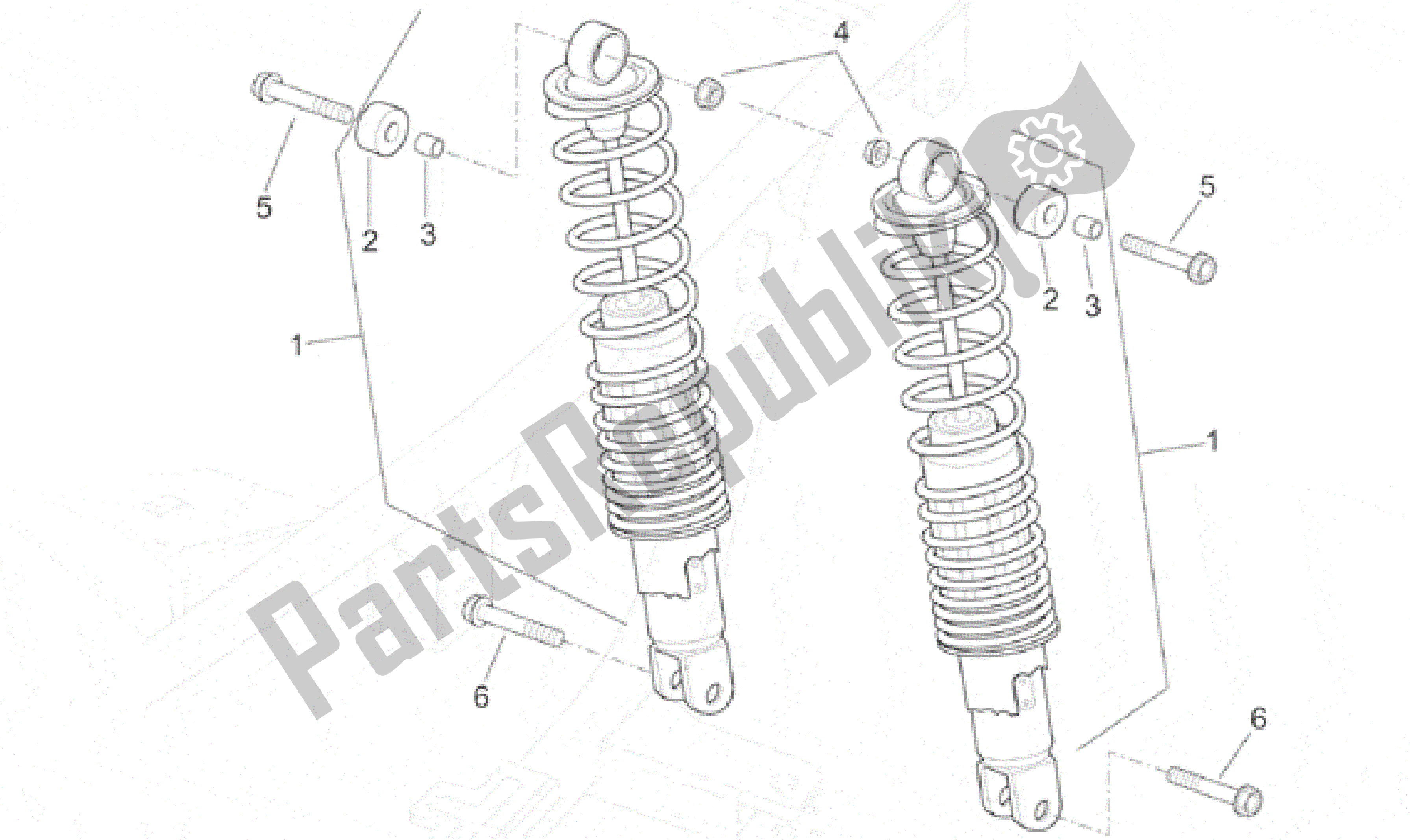 All parts for the Rear Shock Absorber of the Aprilia Leonardo 250 1999 - 2001