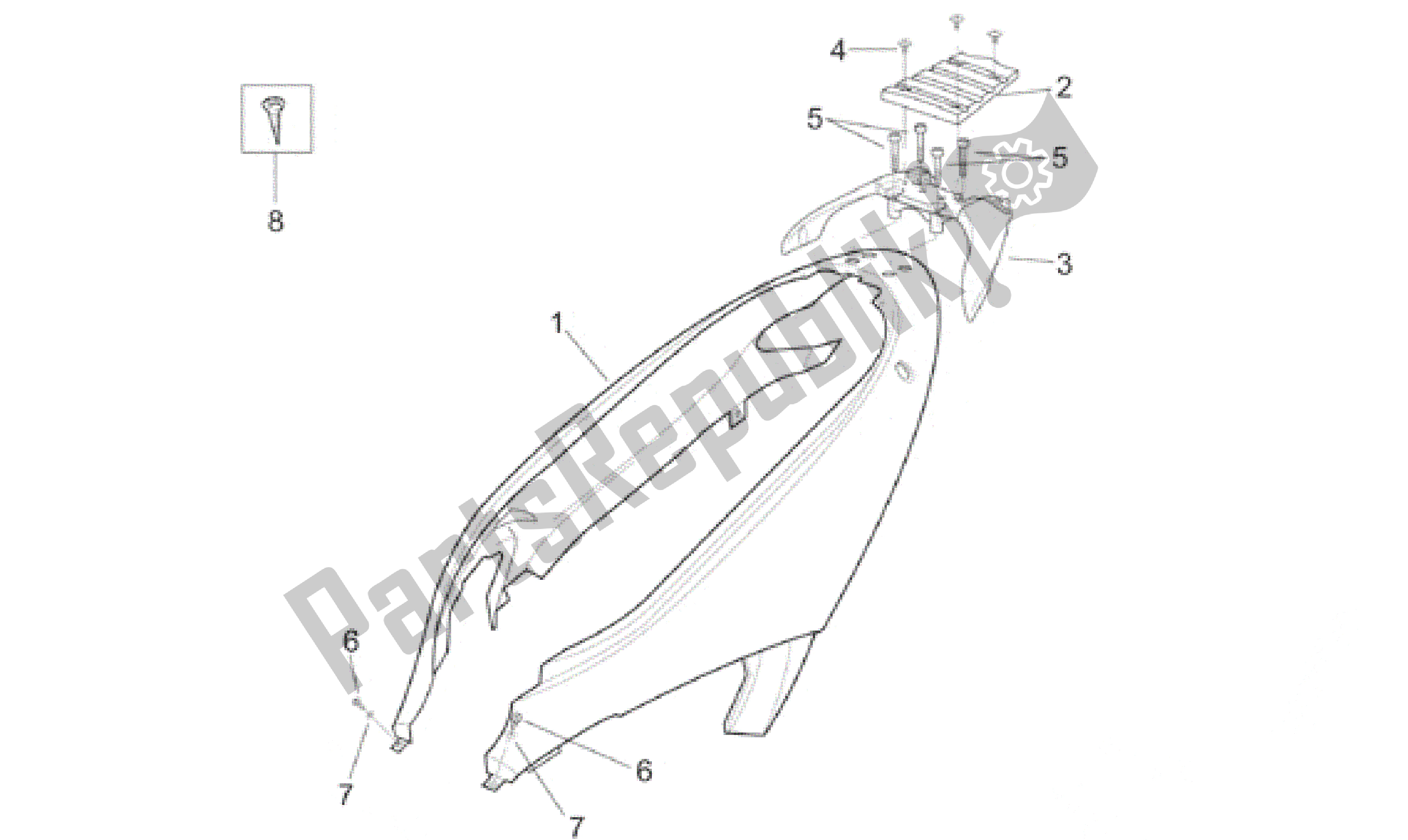 All parts for the Rear Body - Rear Fairing of the Aprilia Leonardo 250 2001