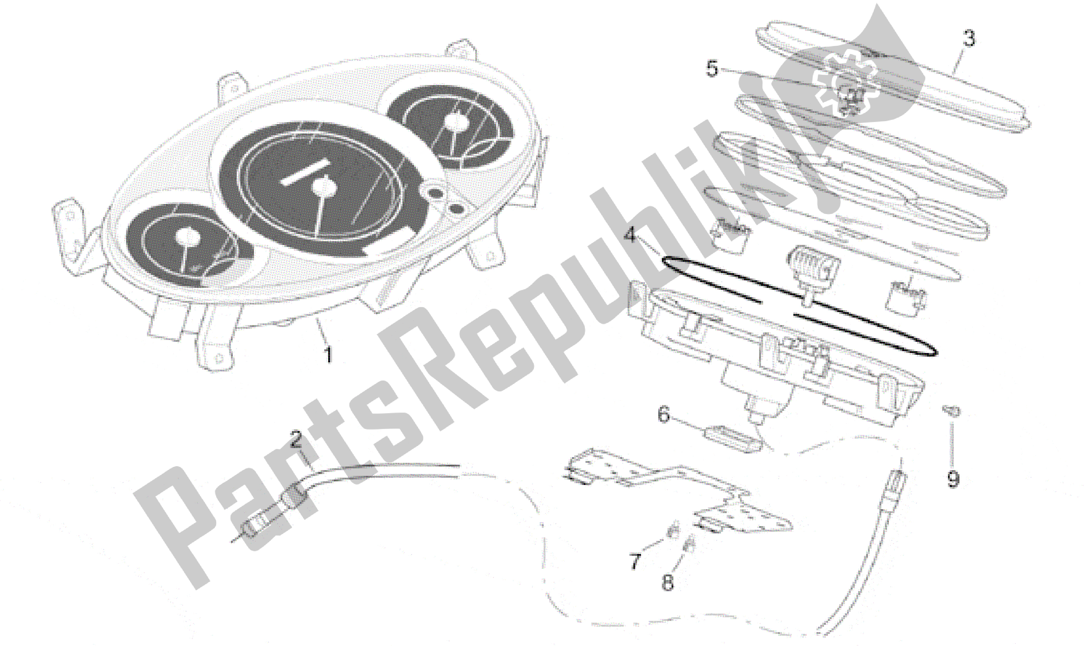 All parts for the Dashboard of the Aprilia Leonardo 250 2001