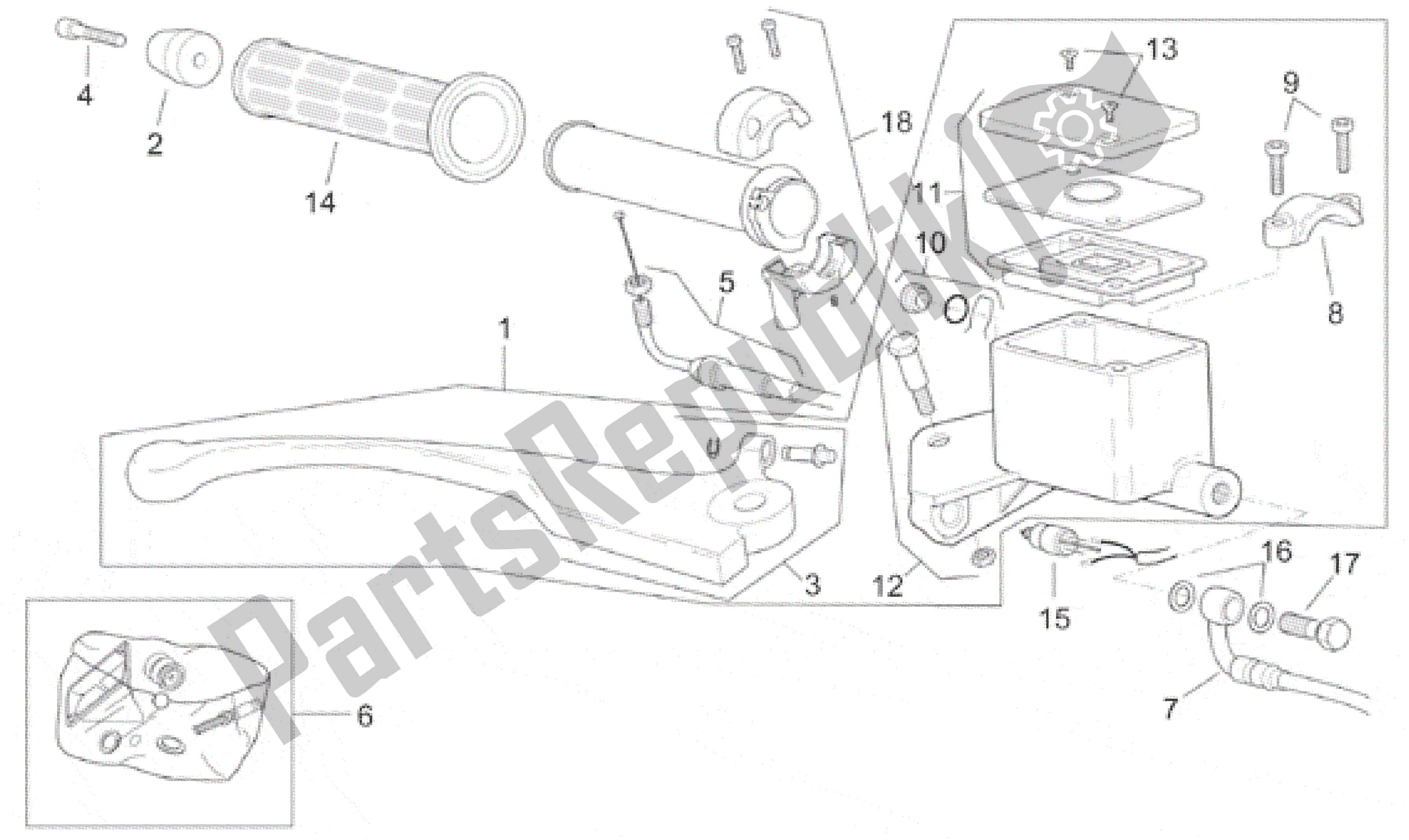 All parts for the Front Brake Pump of the Aprilia Leonardo 250 2001