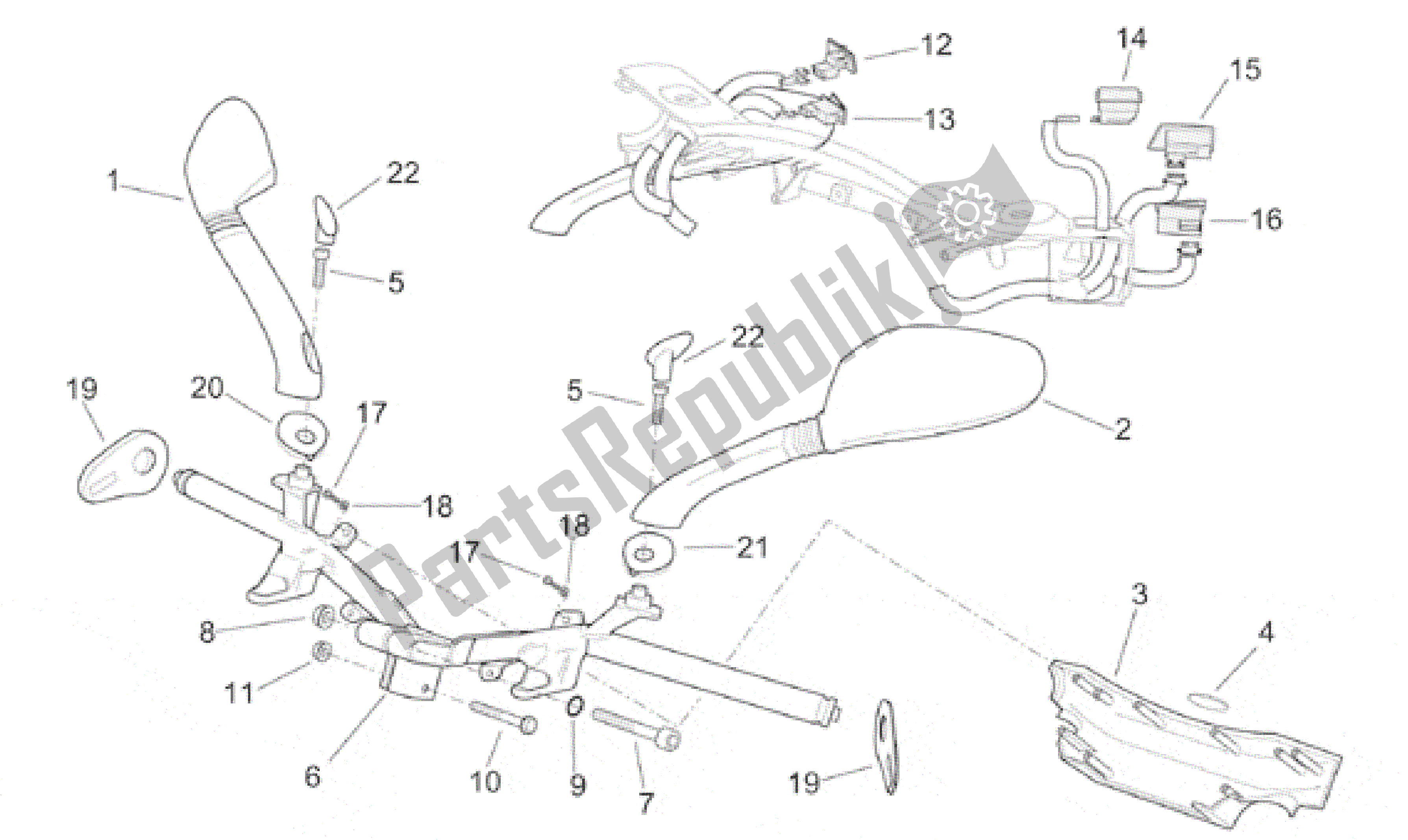 Tutte le parti per il Manubrio - Comandi del Aprilia Leonardo 250 2001