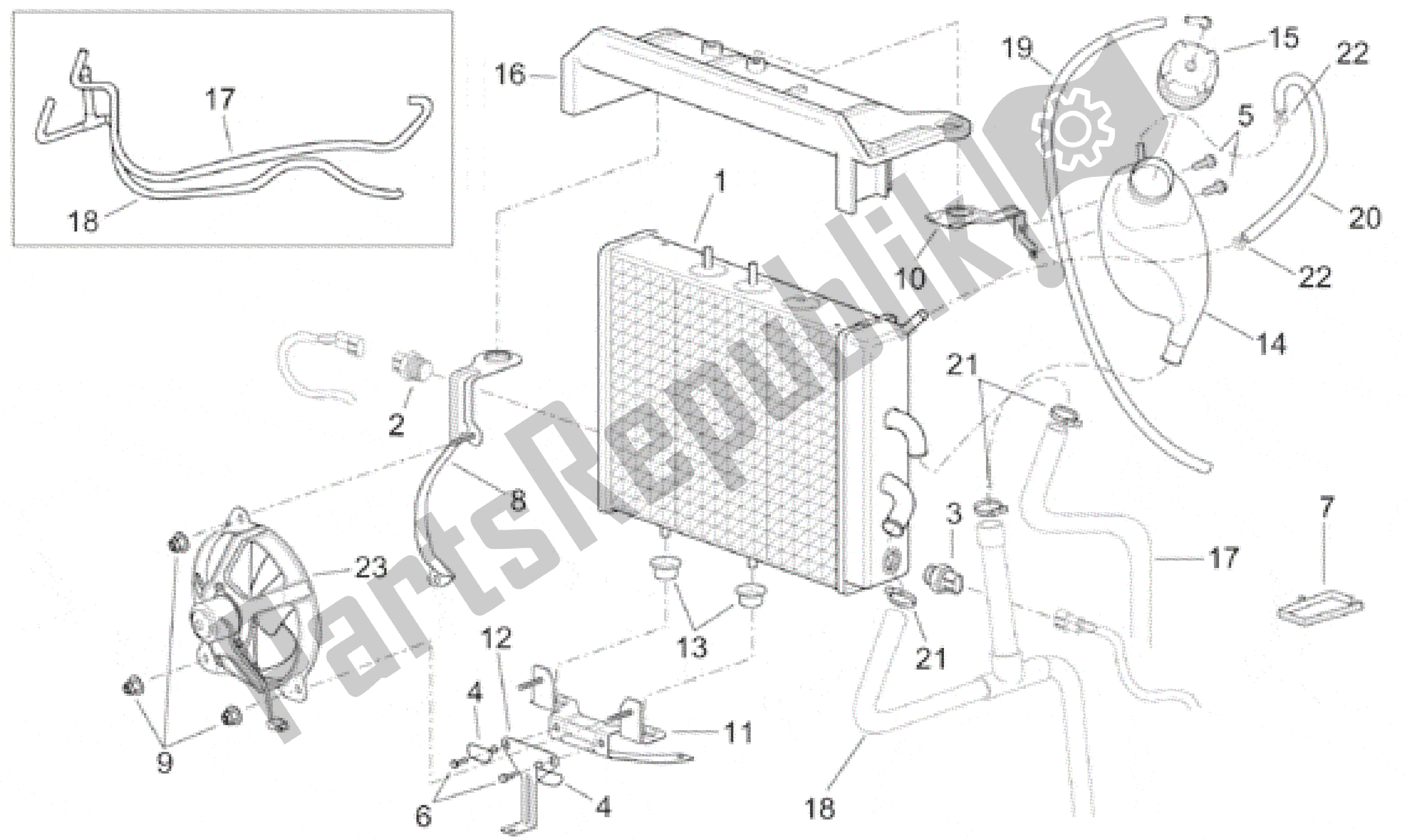 Toutes les pièces pour le Refroidisseur D'eau du Aprilia Leonardo 250 2001