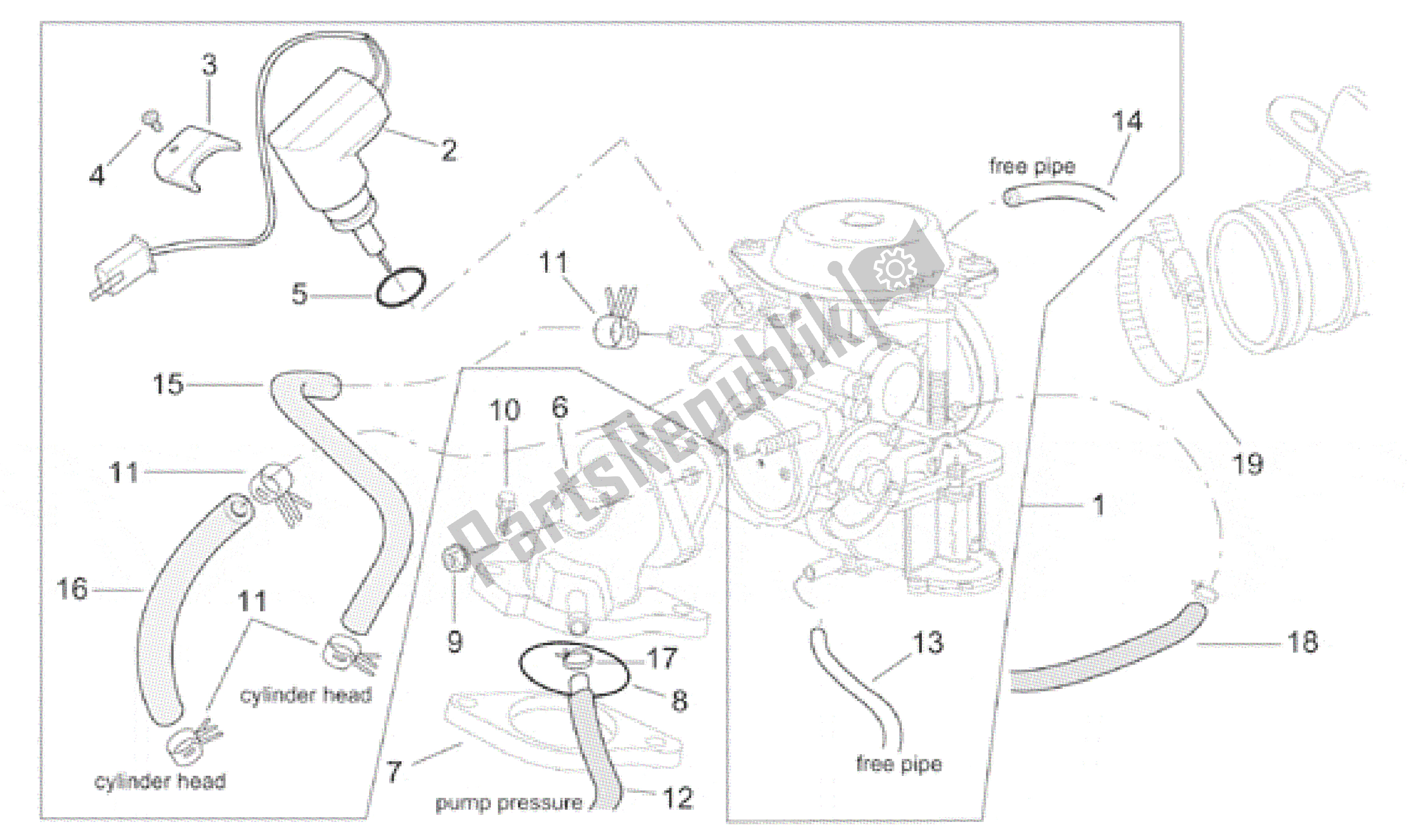 Todas as partes de Carburador Cpl. Do Aprilia Leonardo 250 2001